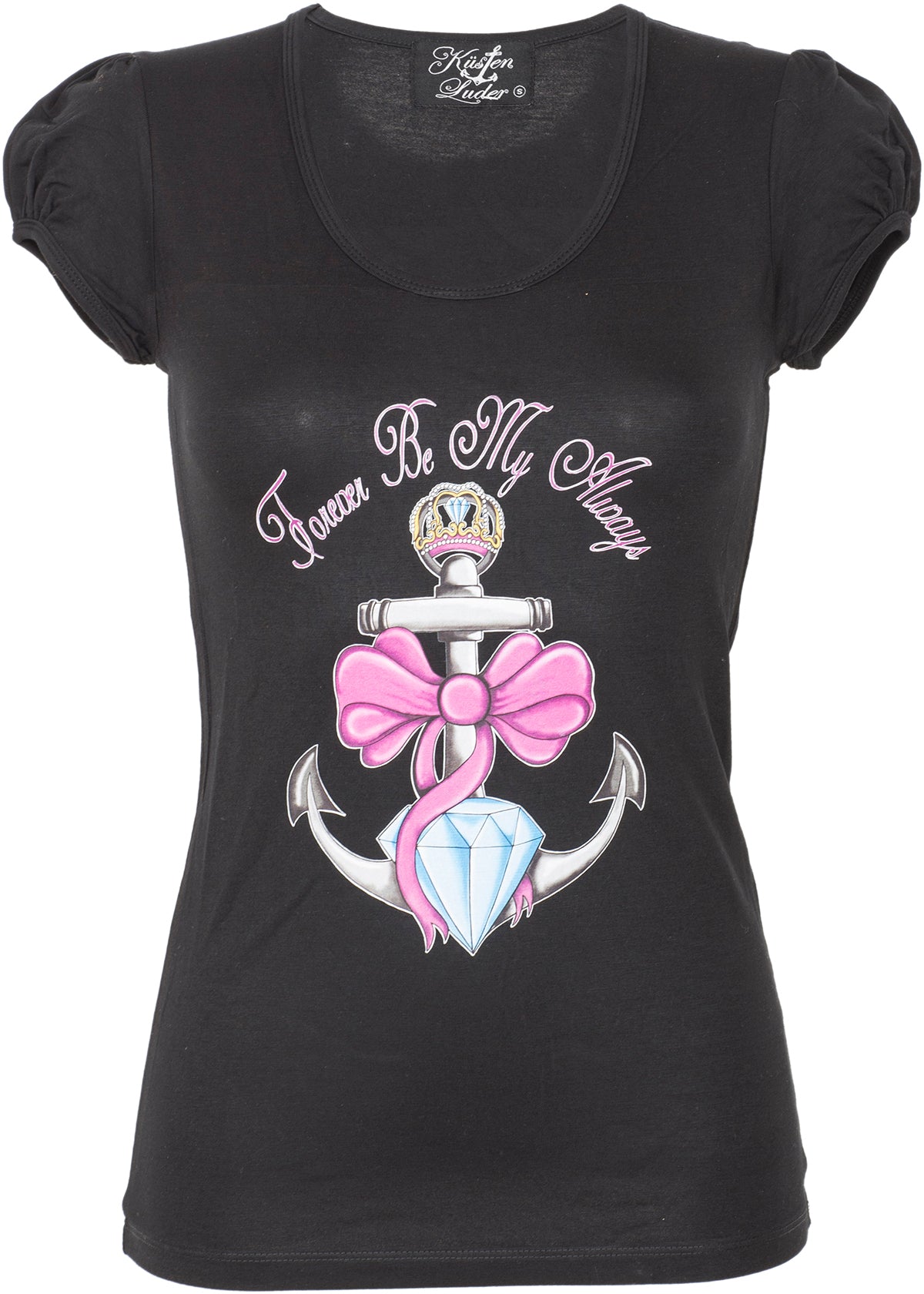 Kuestenluder_FOREVER_BE_MY_ALWAYS_Anchor_Schleife_Diamant_SHIRT_-_Schwarz-1KznPFMnuohXJJ