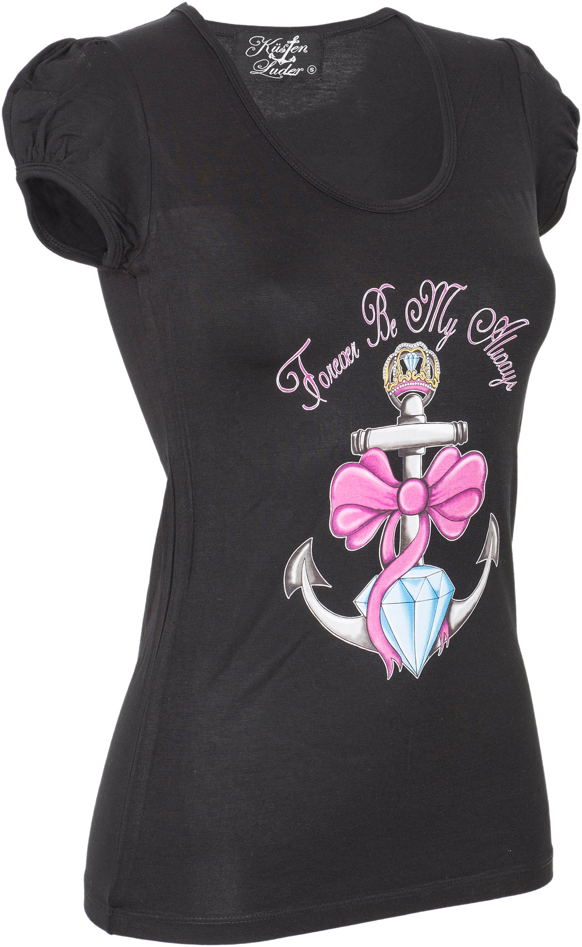 Kuestenluder_FOREVER_BE_MY_ALWAYS_Anchor_Schleife_Diamant_SHIRT_-_Schwarz-2cY6aeeGDd5F7b