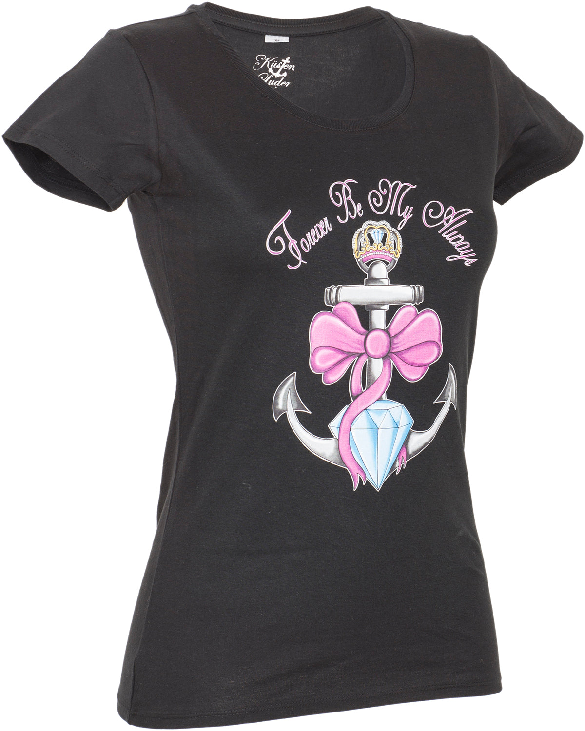 Kuestenluder_FOREVER_BE_MY_ALWAYS_Anker_Diamant_Schleife_Krone_SHIRT_-_Schwarz-2BMDtPnF6eVQ1z