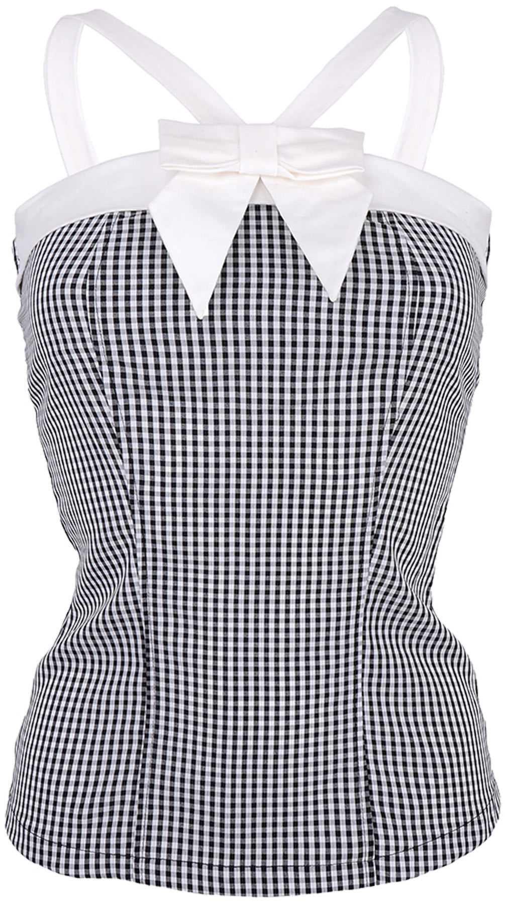 Kuestenluder_FRANKA_50s_SCOT_Pepita_Pin_Up_BOW_X-Strap_TRaeGER_Top_-_Sw_killer_kirsche