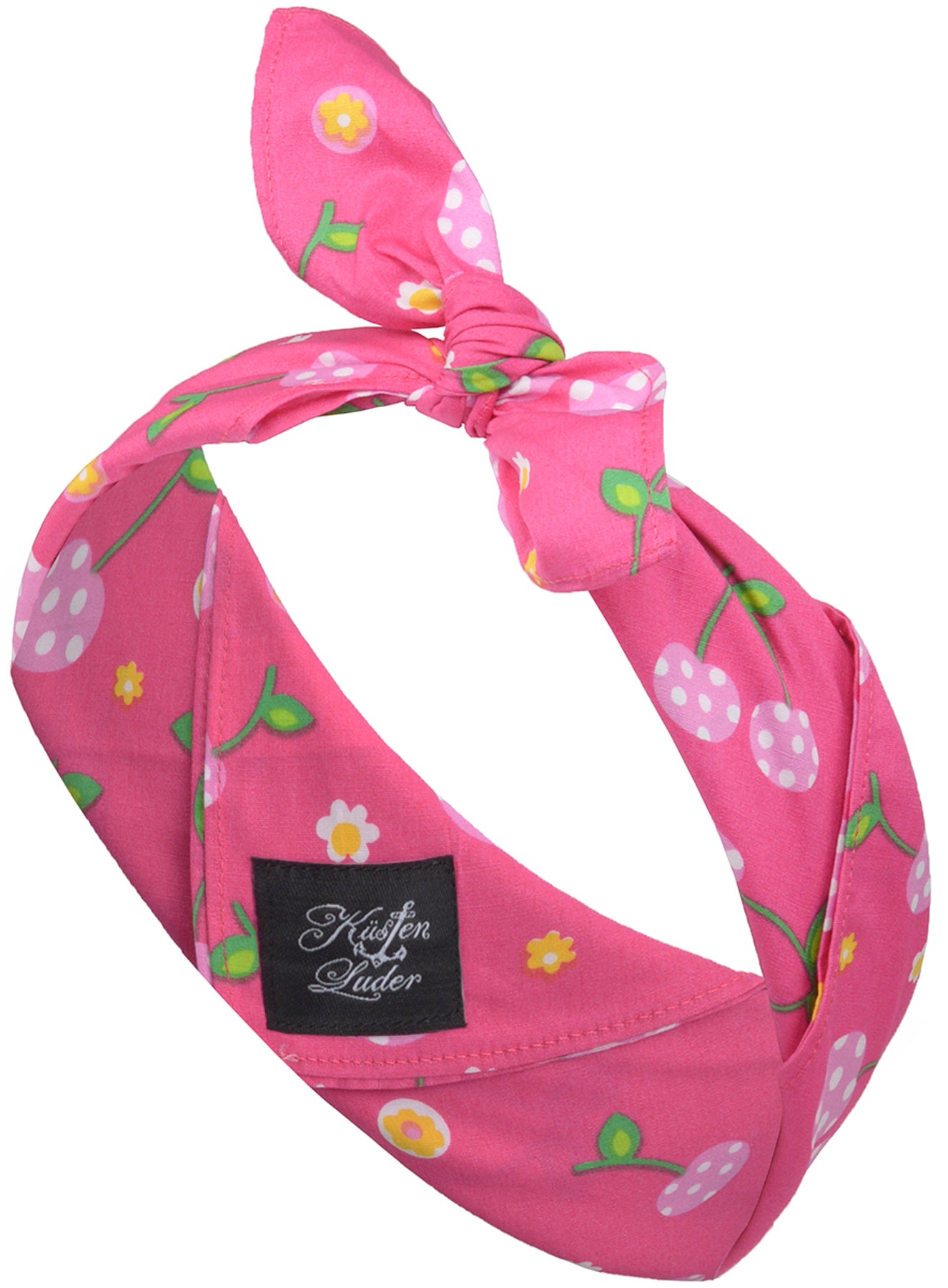Kuestenluder_FREDDIE_Kirschen_CHERRY_Punkte_Blueten_Nickituch_BANDANA_-_Pink_killer_kirsche