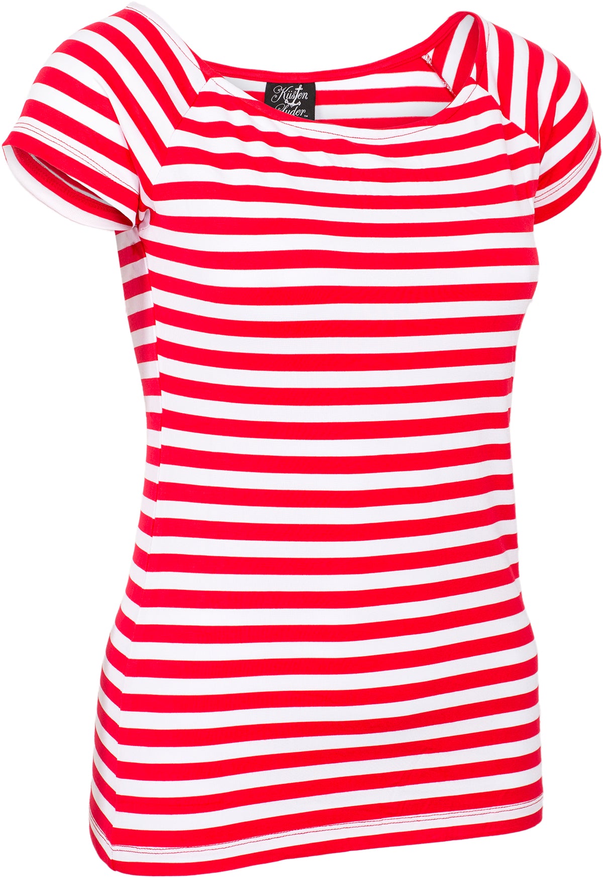 Kuestenluder_FRONA_Vintage_STRIPED_Streifen_KURZARM_Shirt_Oberteil_-_Rot-2