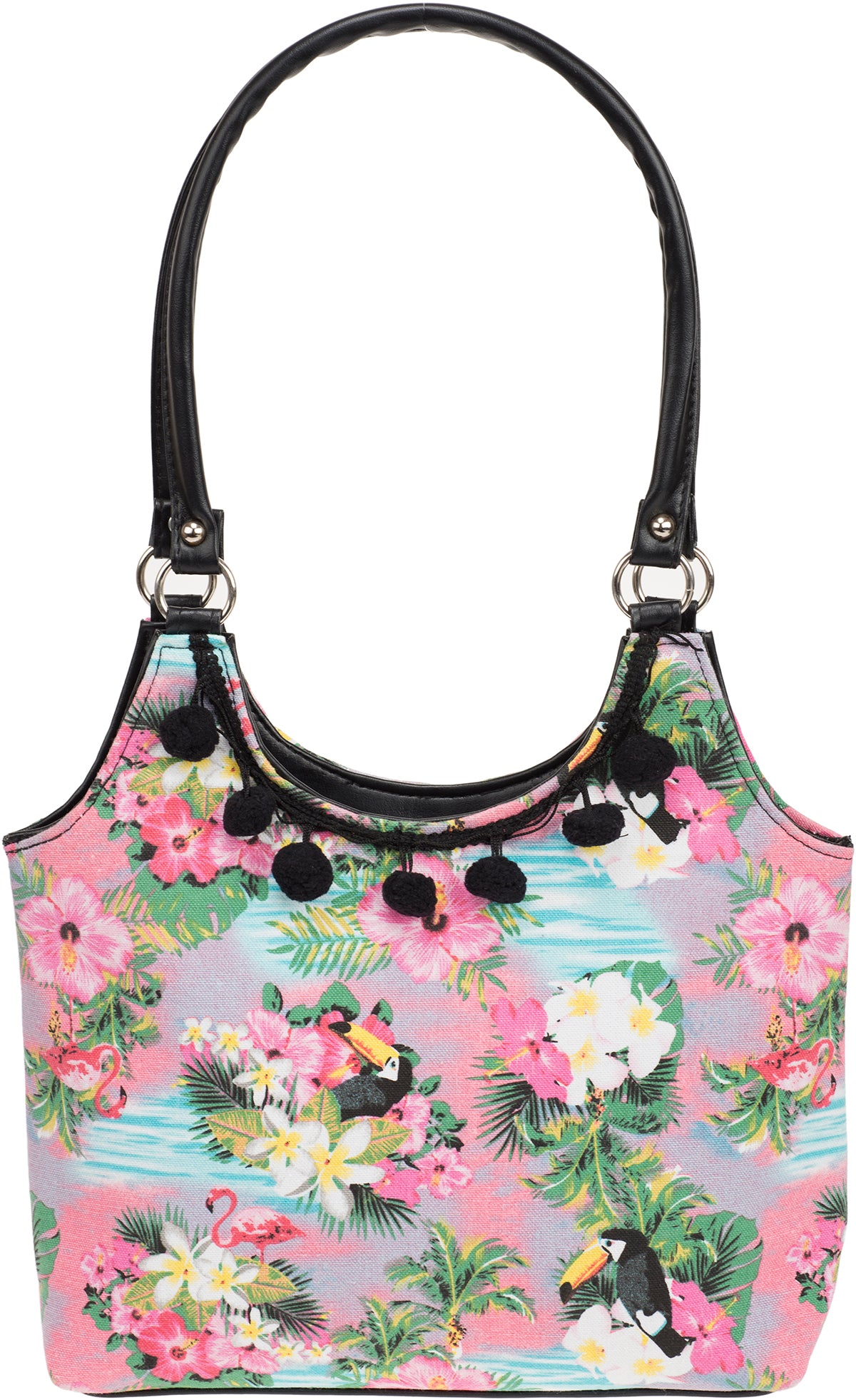 Kuestenluder_GILMA_Vintage_FLAMINGO_Tukan_Tropical_Pom_Pom_Tasche_BAG