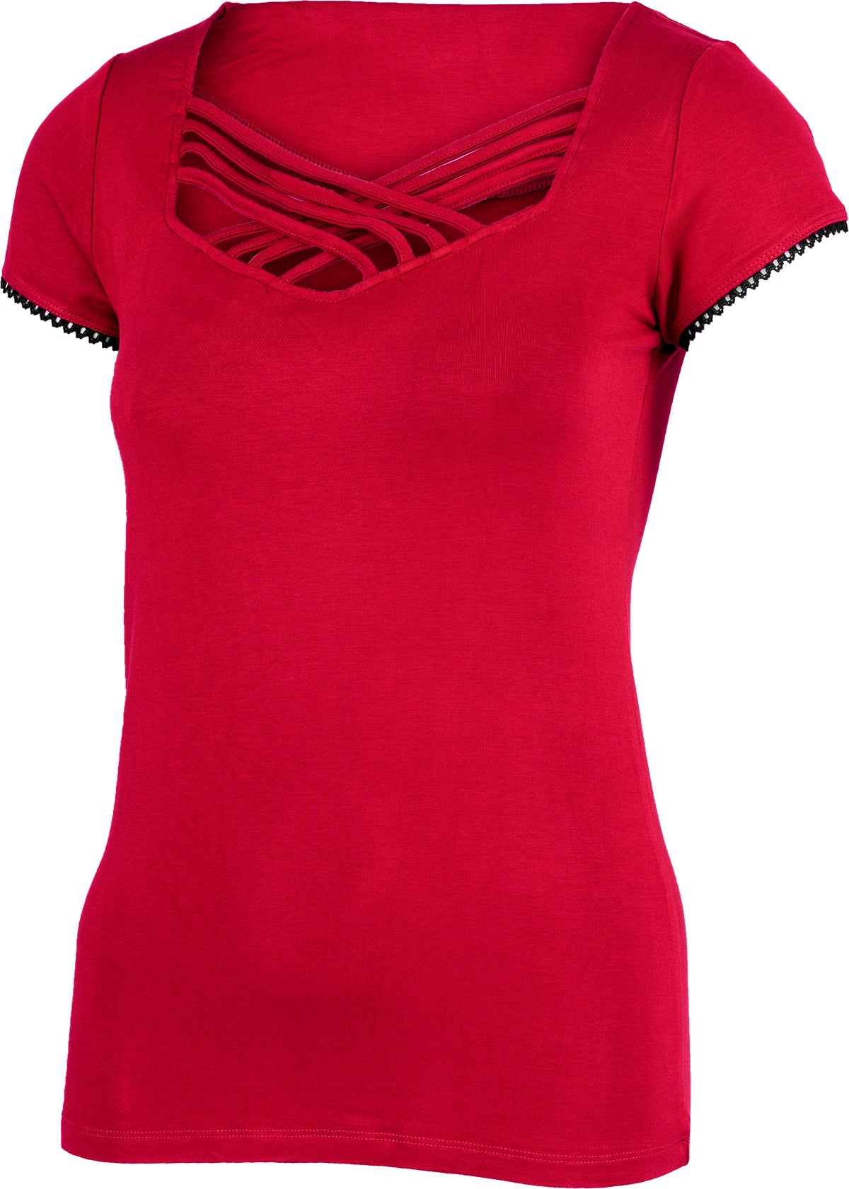 Kuestenluder_GINY_Vintage_PLAIN_Kurzarm_Basic_Oberteil_SHIRT_Kirschrot-2