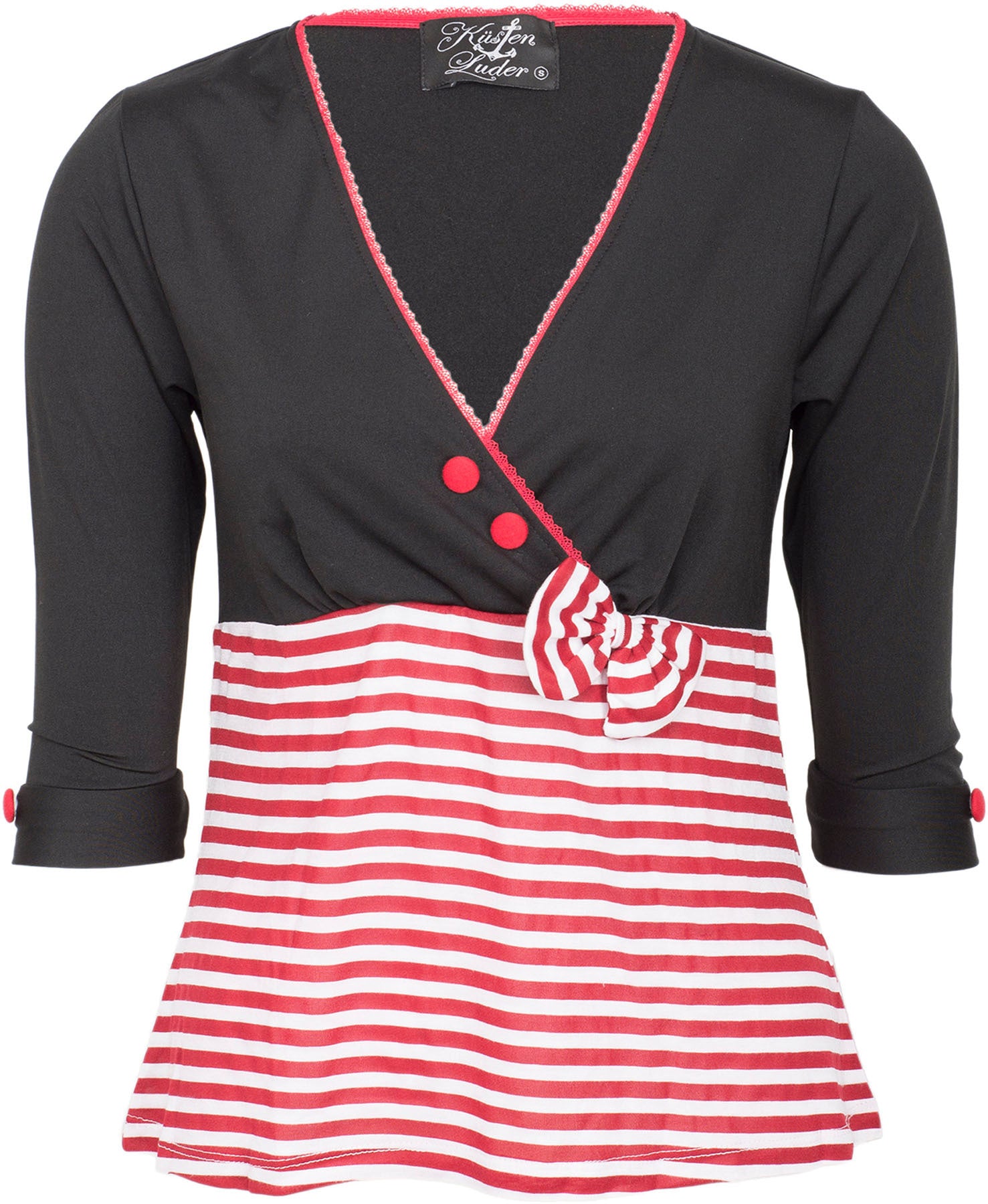 Kuestenluder_GRACIE_Striped_SAILOR_Bow_V-Neck_SHIRT