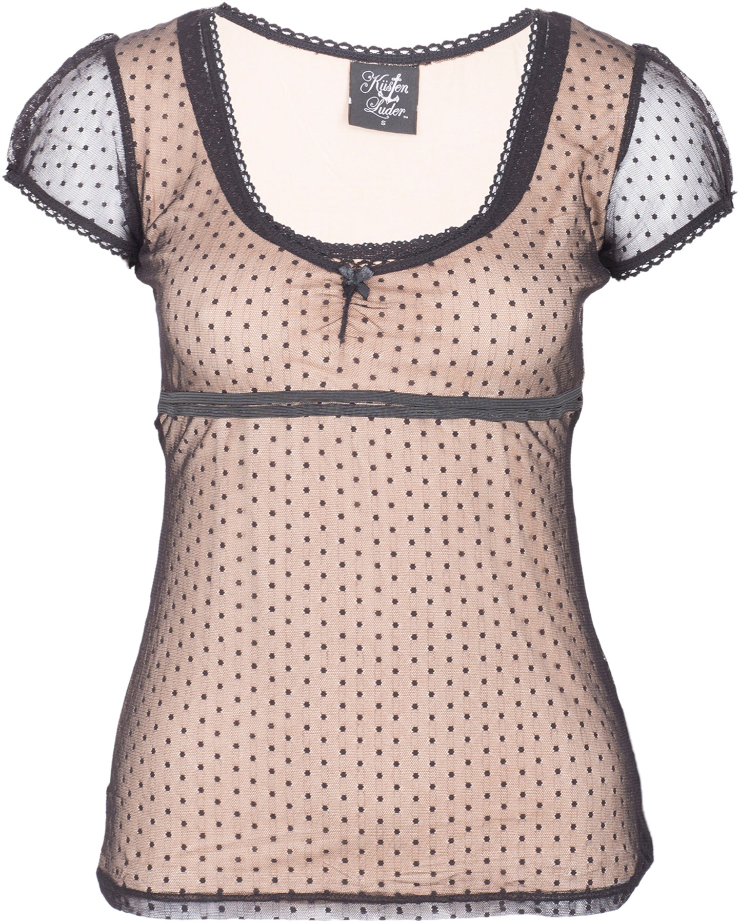Kuestenluder_HARMONY_Vintage_TULLE_Lace_Polka_Dots_Oberteil_SHIRT_-_Caramel_killer_kirsche