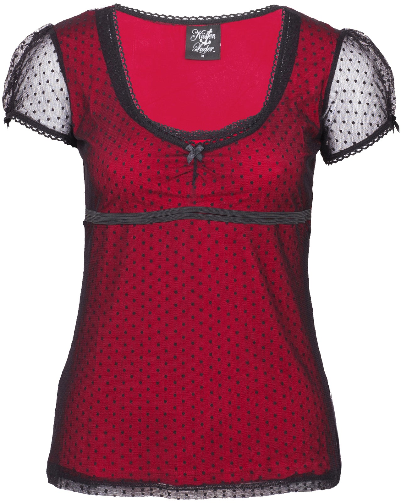 Kuestenluder_HARMONY_Vintage_TULLE_Lace_Polka_Dots_Oberteil_SHIRT_-_Rot_killer_kirsche