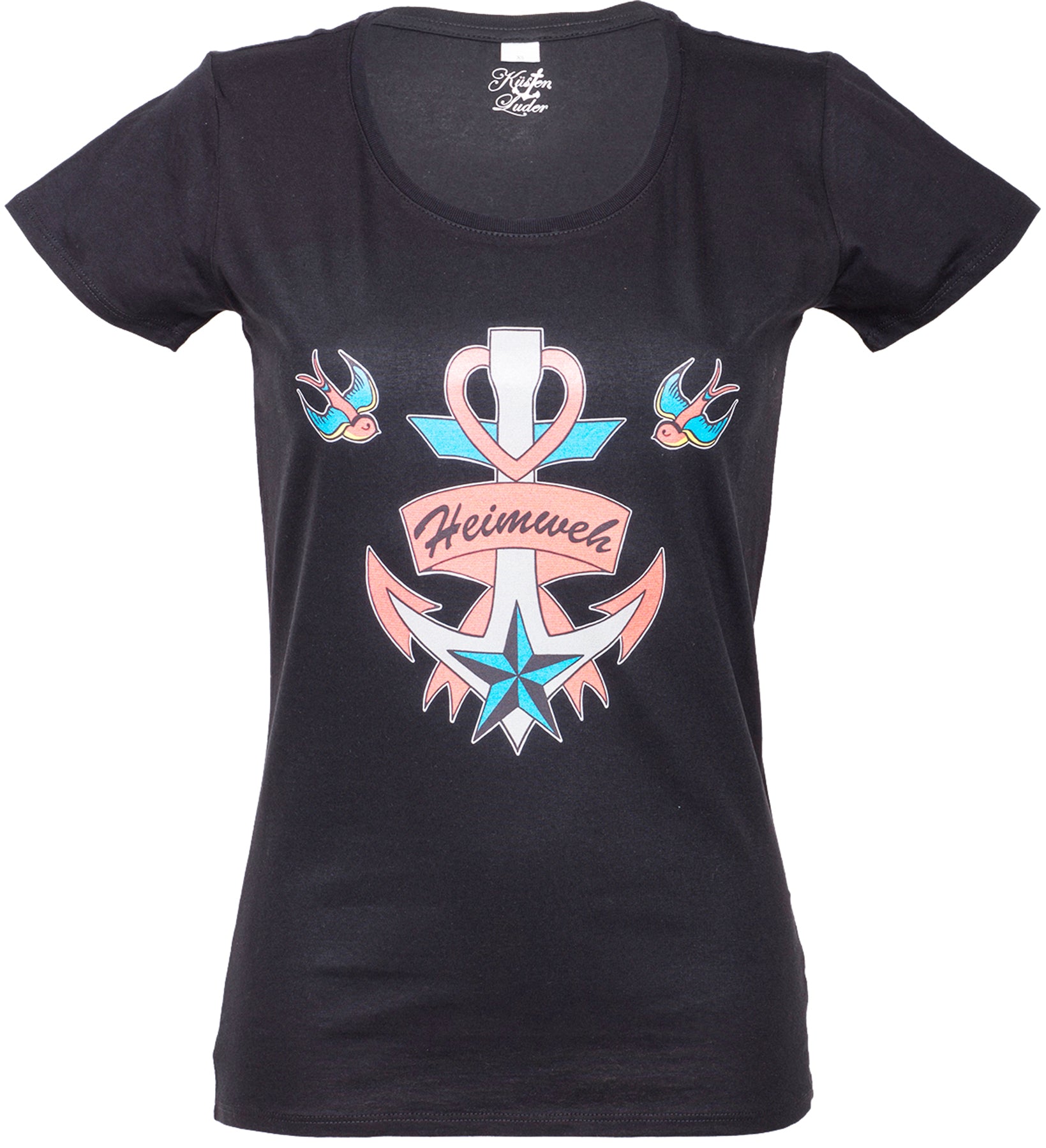 Kuestenluder_HEIMWEH_OLDSCHOOL_ANCHOR_Sailor_Anker_Kurzarm_T-Shirt_-_Schwarz_killer_kirsche