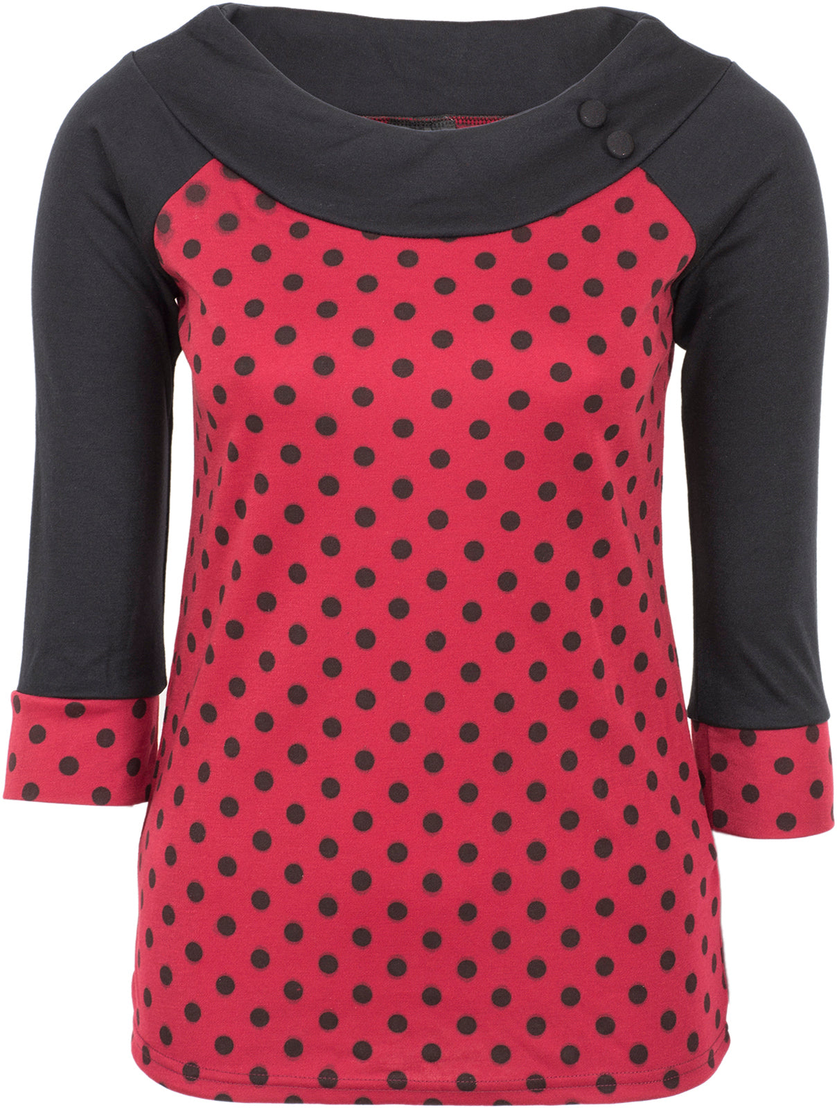 Kuestenluder_HELLA_50s_Punkte_POLKA_DOT_Carmen_34_Arm_Oberteil_SHIRT_killer_kirsche