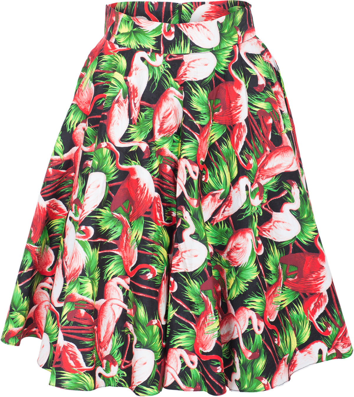 Kuestenluder_HOLLY_Tiki_FLAMINGO_Tropical_50s_Pin_Up_Swing_Skirt_ROCK_-_Schwarz