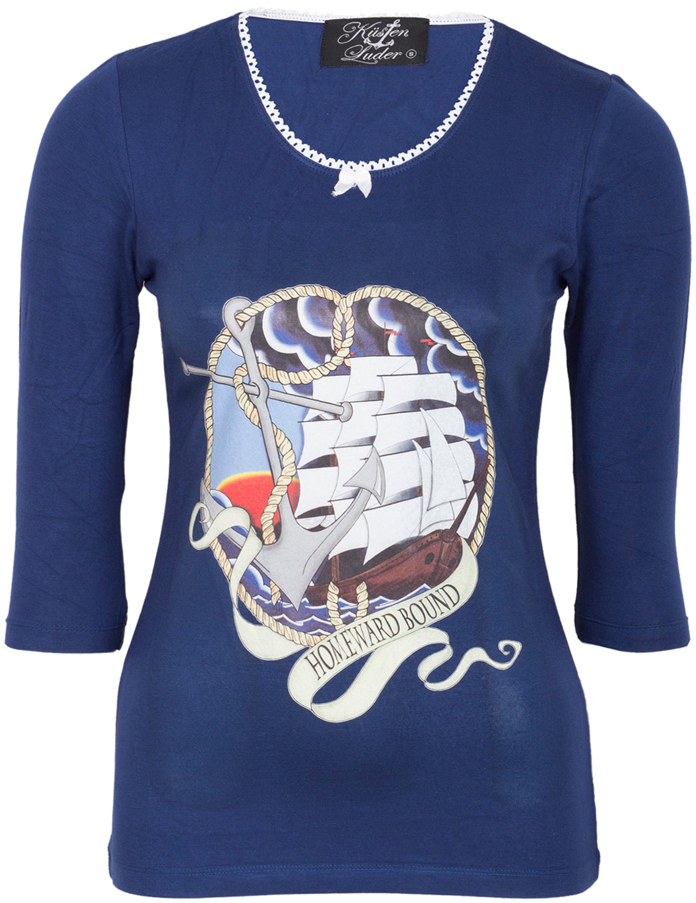 Kuestenluder_HOMEWARD_BOUND_Sailor_Ship_Oldschool_Anchor_dreiviertel_Motiv_SHIRT_killer_kirsche