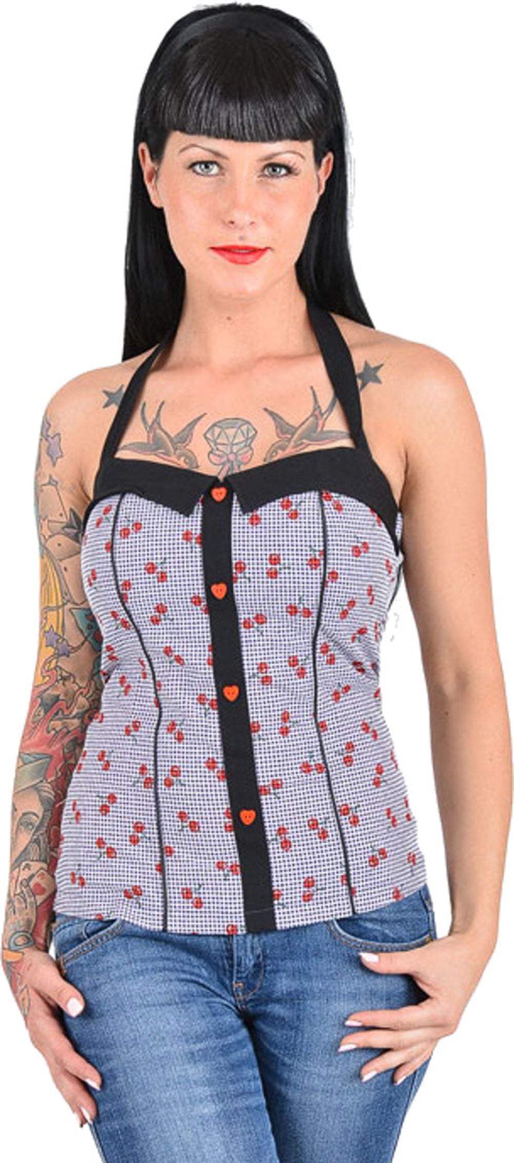 Kuestenluder_INGA_Scot_GINGHAM_CHERRY_Kirschen_Pin_Up_TOP_-_SchwarzeOsHkQnoSpwm7