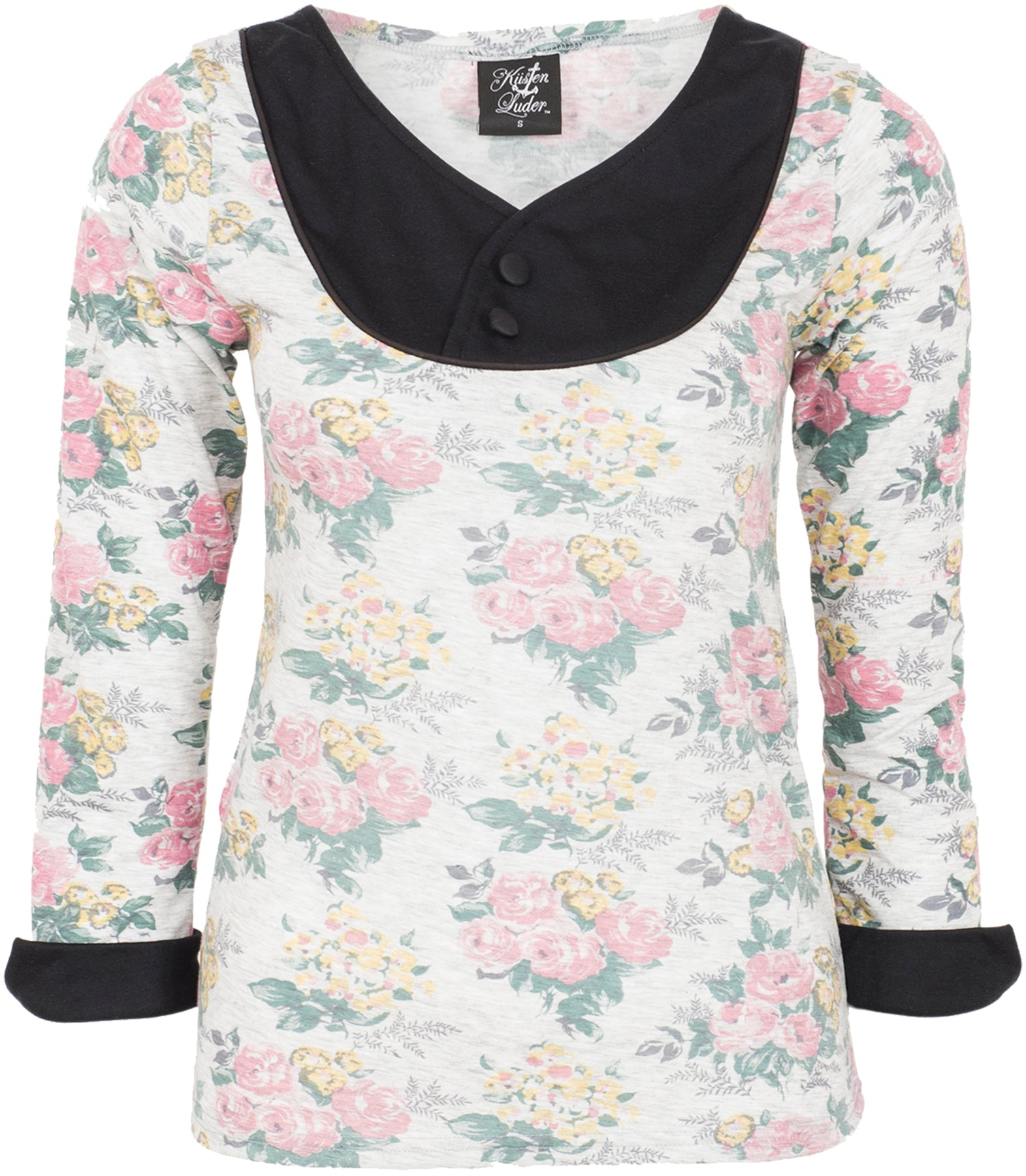Kuestenluder_INGE_50s_FLORAL_Vintage_ROSE_siebenachtel_Arm_SHIRT_Oberteil_killer_kirscheSwZyqEjGPjtF4