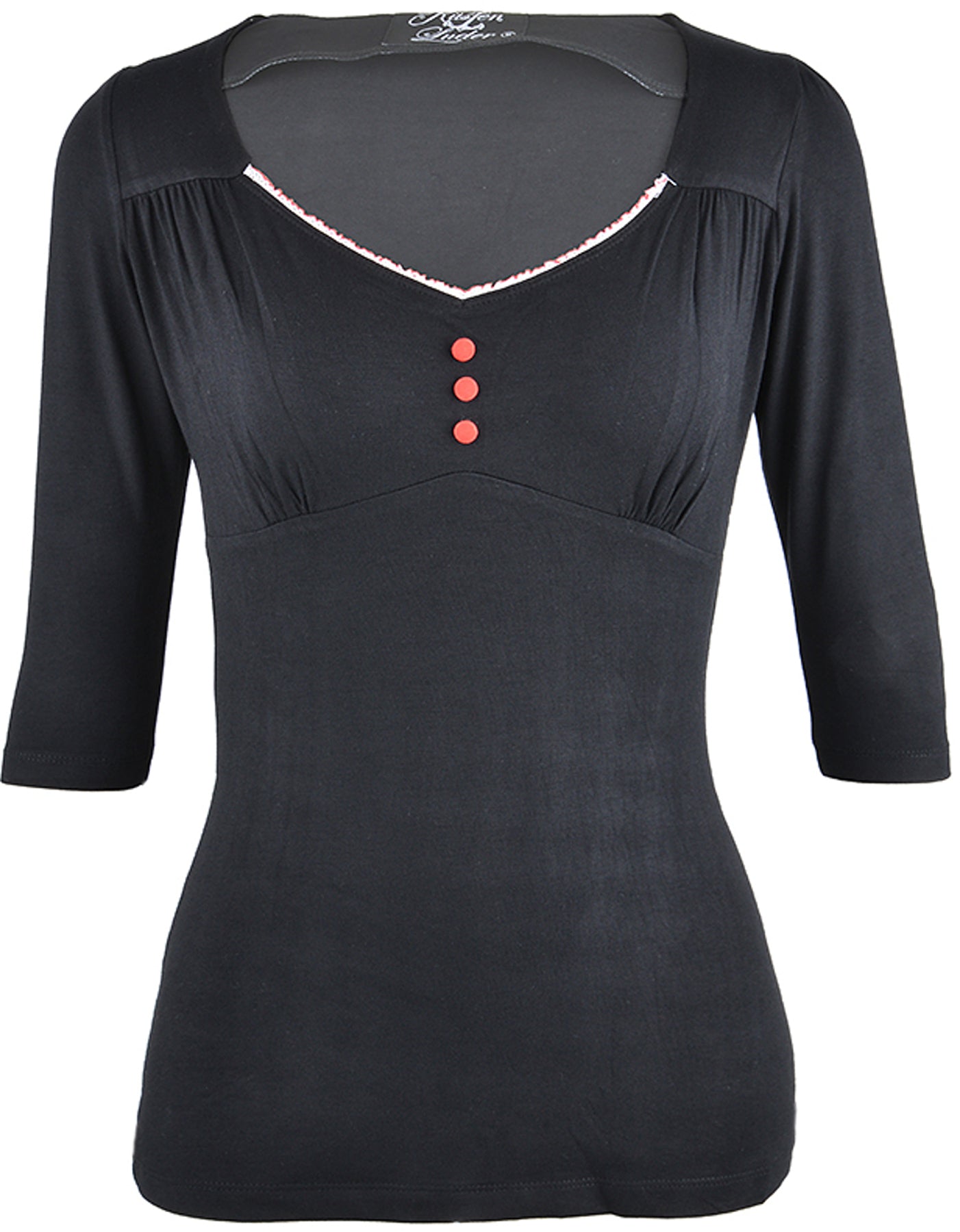 Kuestenluder_JANET_50s_Sailor_Button_Basic_Pin_Up_SHIRT_-_Schwarz_killer_kirsche60dd952fde1c4