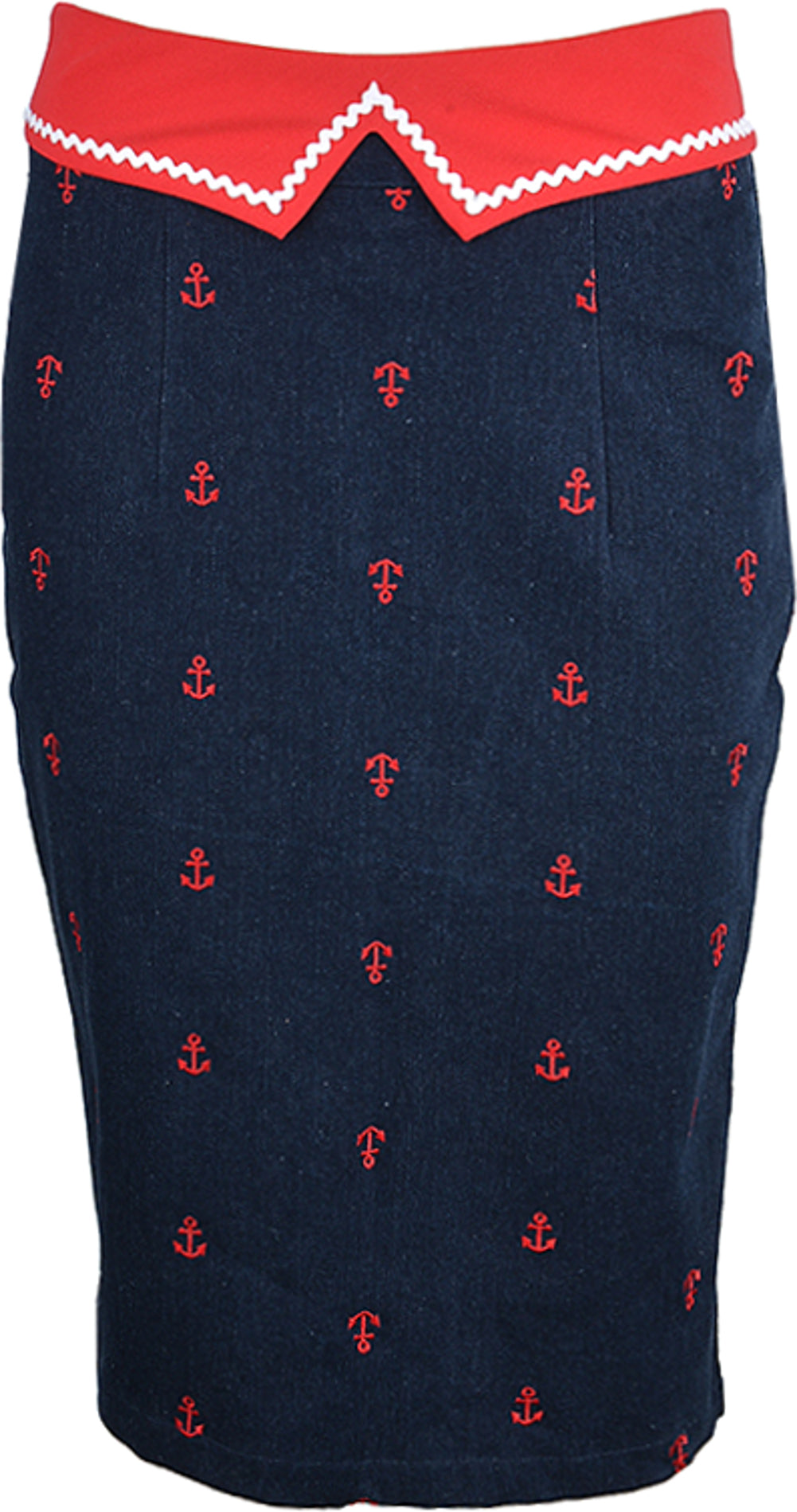 Kuestenluder_JEANNE_Sailor_Pin_Up_ANCHOR_Anker_Denim_PENCIL_Skirt_Rock