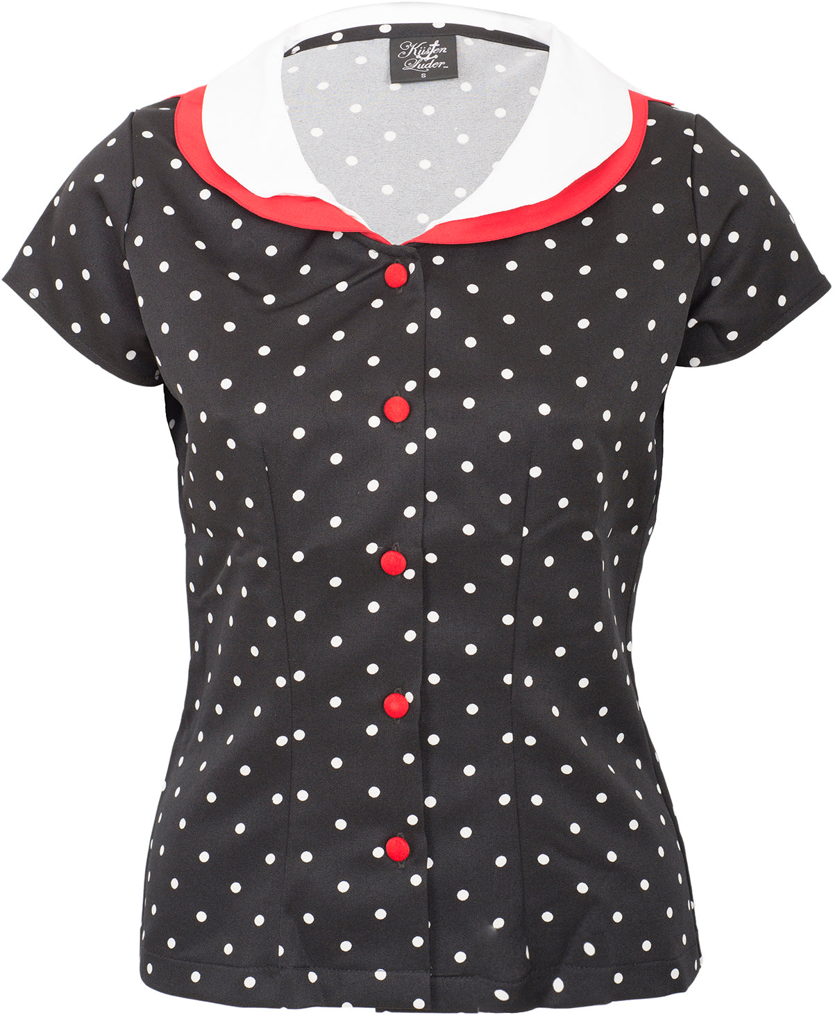 Kuestenluder_JEWEL_Retro_Punkte_POLKA_DOTS_Vintage_Retro_Collar_BLUSE