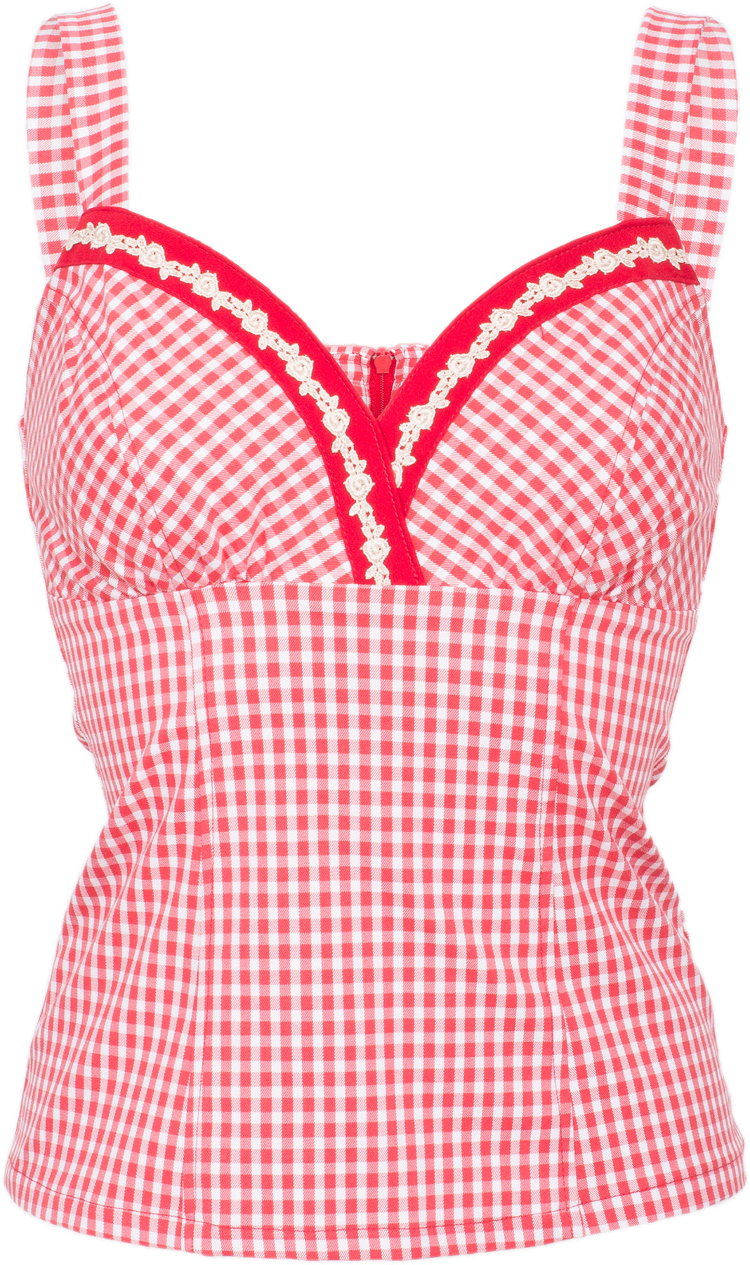 Kuestenluder_JOANA_Vichy_Pepita_Vintage_Floral_V-Neck_Pin_up_TOP_killer_kirsche
