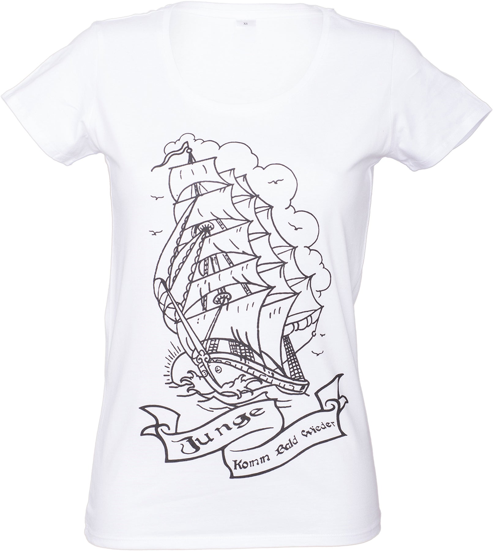 Kuestenluder_JUNGE_komm_BALD_WIEDER_Sailor_Ship_SHIRT_-_Weiss_killer_kirsche