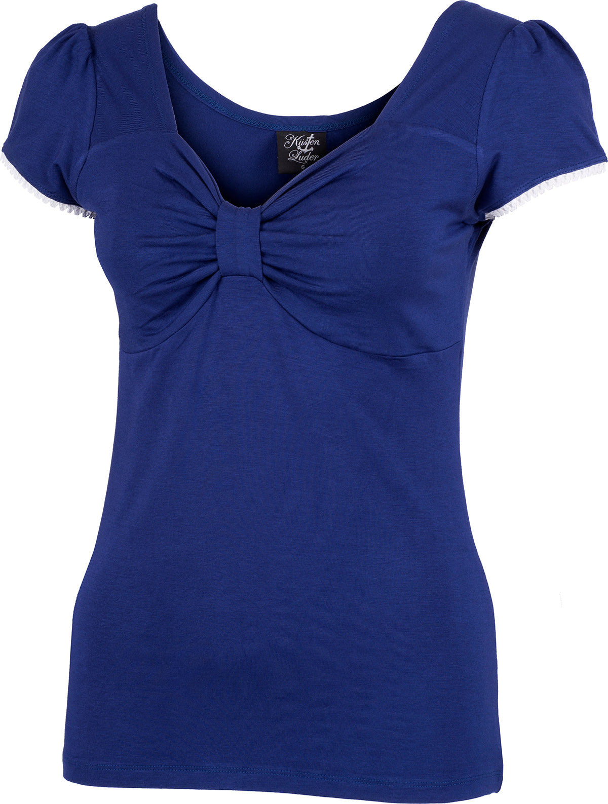 Kuestenluder_Jija_Vintage_PLAIN_Gathered_Kurzarm_Oberteil_SHIRT_Navyblau-2rEIH1G1XmK48C