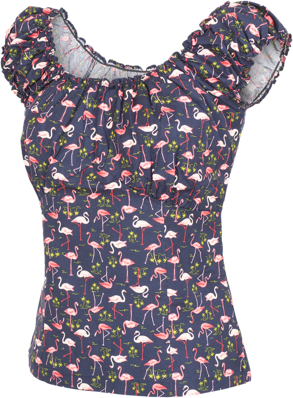 Kuestenluder_KAELLA_Vintage_Tropical_FLAMINGO_Ruffle_Carmen_Oberteil_SHIRT-3