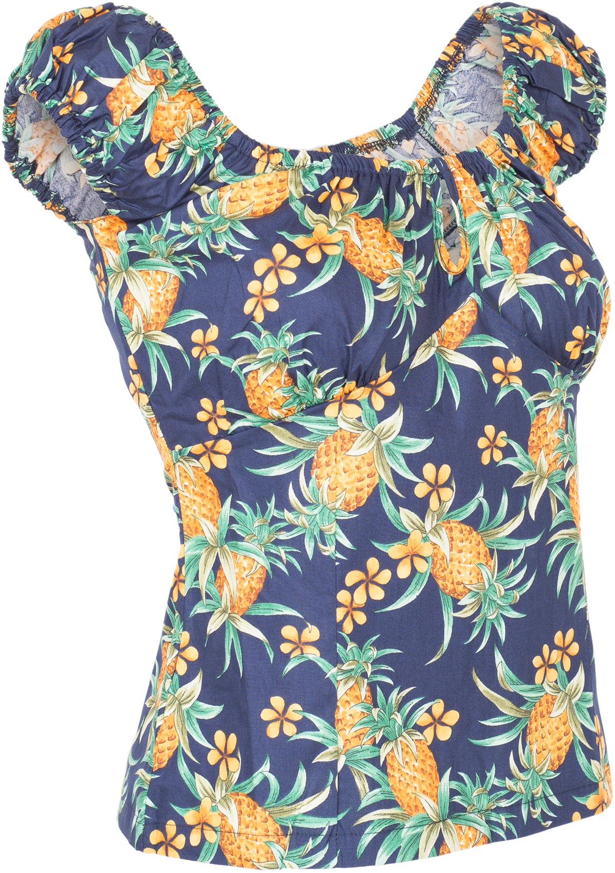 Kuestenluder_KAIJA_Vintage_Tropical_PINEAPPLE_Peephole_Oberteil_BLUSENSHIRT-2
