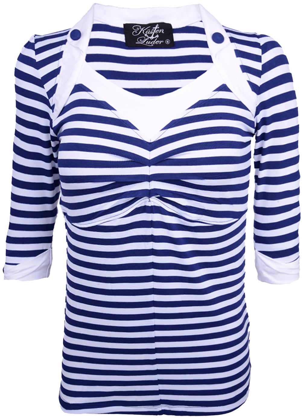 Kuestenluder_KANDRA_Sailor_Striped_Streifen_Retro_34_Arm_SHIRT_-_Blau