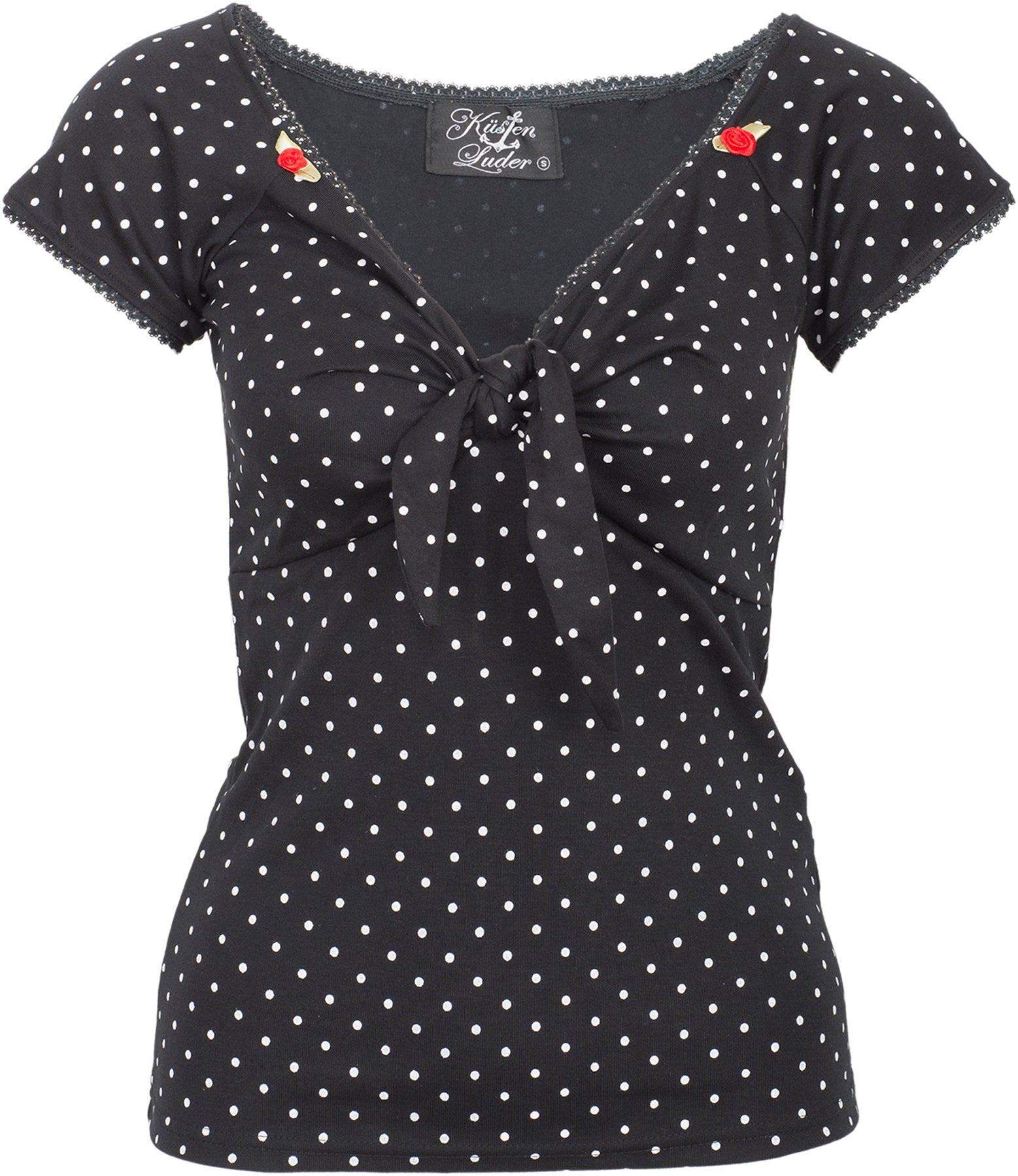 Kuestenluder_KARIS_V-Neck_POLKA_DOTS_Punkte_Pin_Up_Oberteil_SHIRT_killer_kirscheer2s3bZIUu7IN