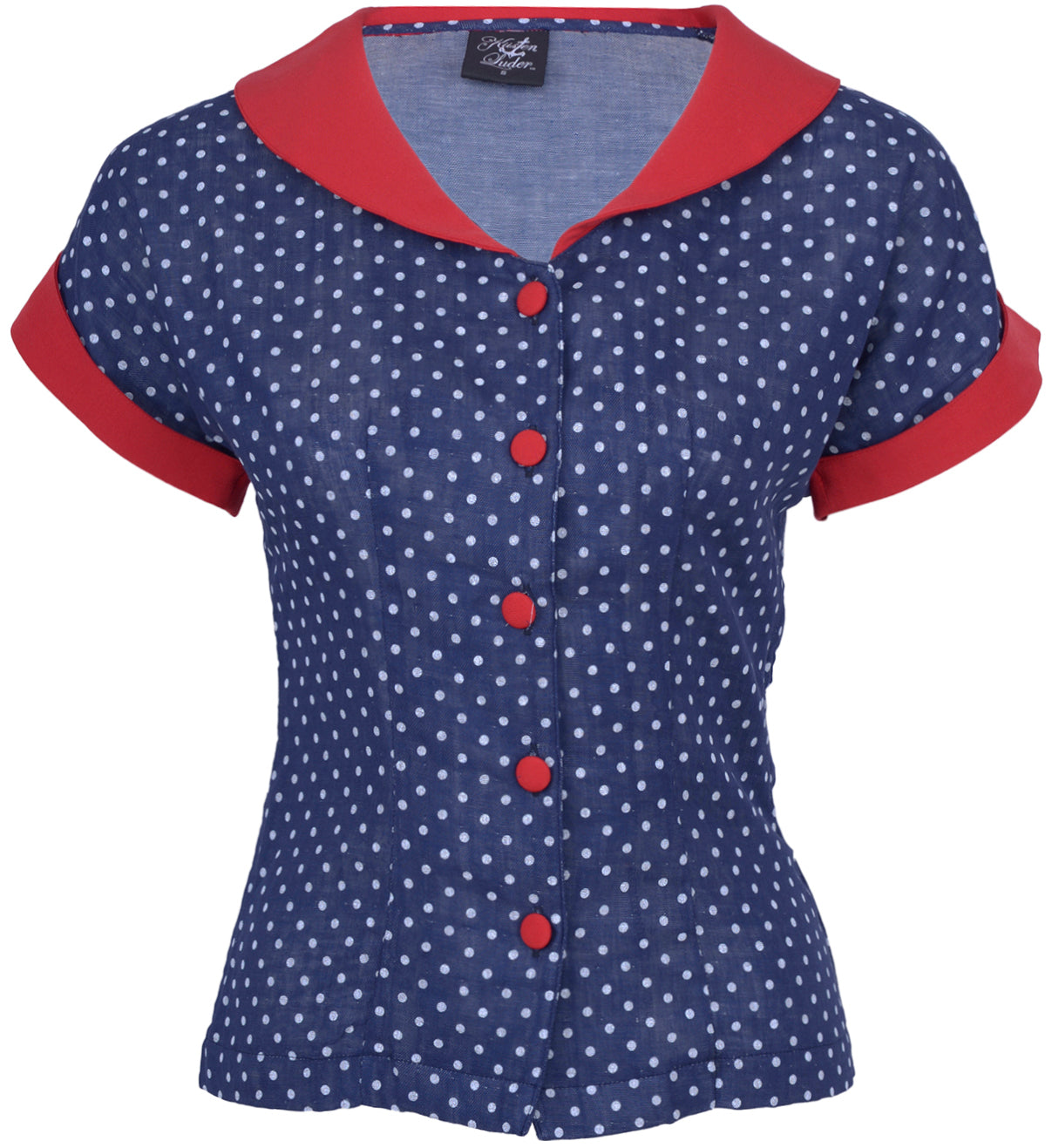 Kuestenluder_KAROLE_Retro_Polka_Dots_Punkte_Vintage_BLUSE_Oberteil