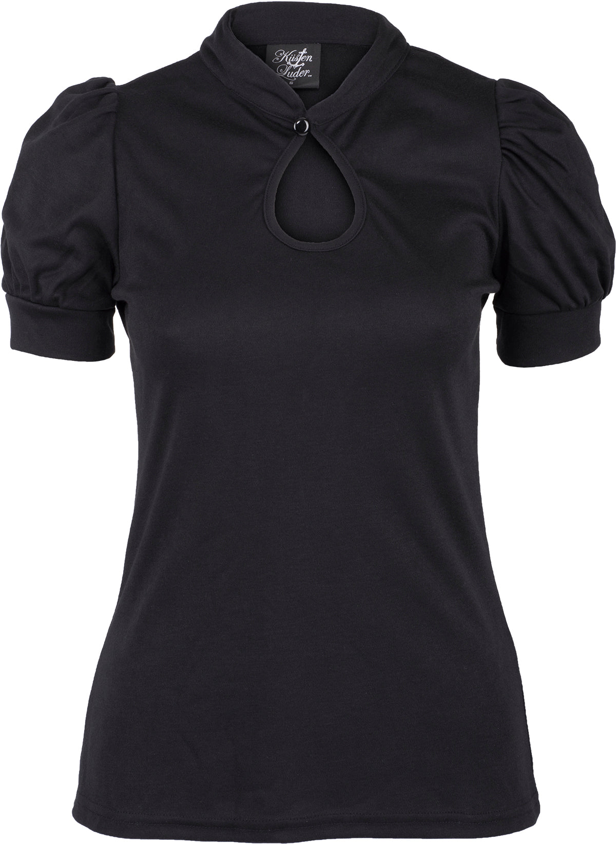 Kuestenluder_KATCHI_Retro_Peephole_PLAIN_Kurzarm_SHIRT_Oberteil_Schwarz-1
