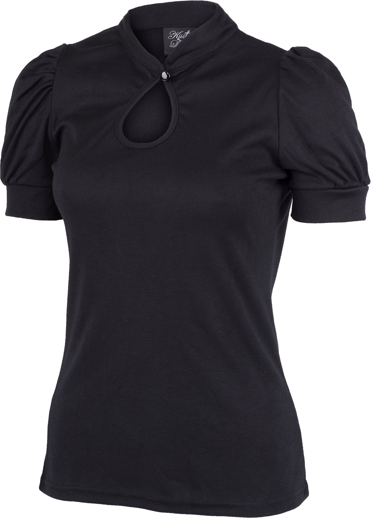 Kuestenluder_KATCHI_Retro_Peephole_PLAIN_Kurzarm_SHIRT_Oberteil_Schwarz-2