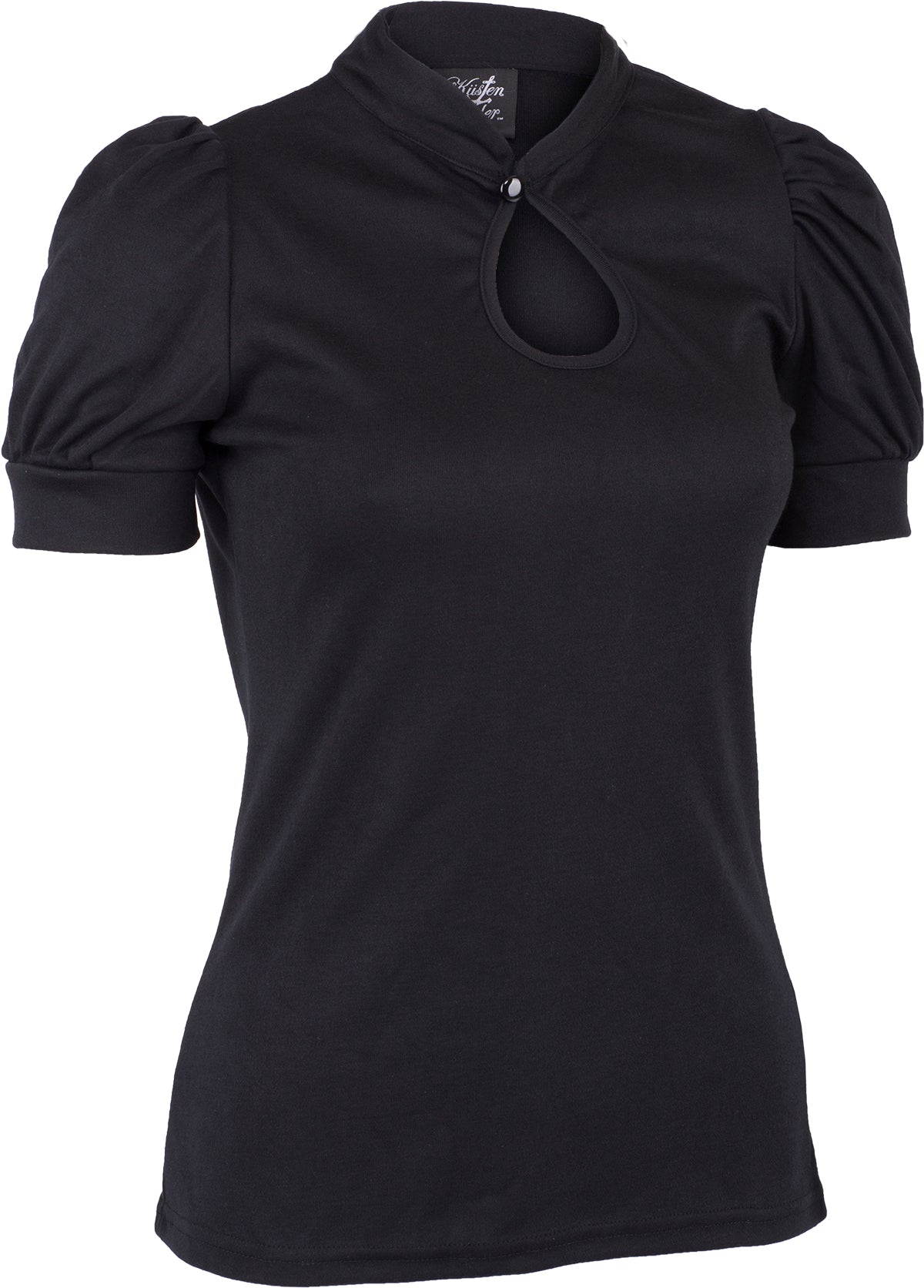 Kuestenluder_KATCHI_Retro_Peephole_PLAIN_Kurzarm_SHIRT_Oberteil_Schwarz-3