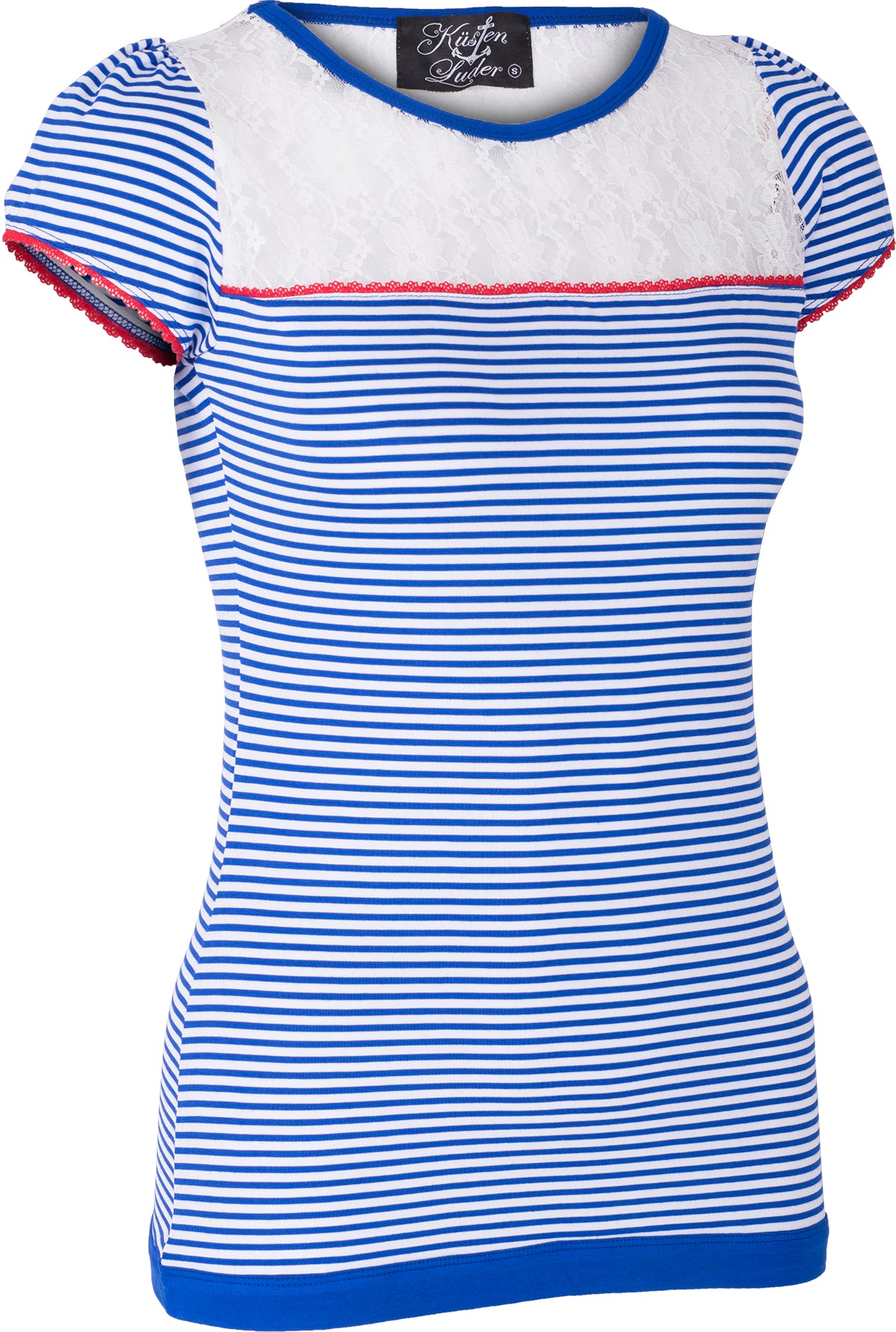 Kuestenluder_KATESA_Streifen_Striped_FLORAL_LACE_50s_Kurzarm_SHIRT_Blau-3robPquYmQEjvn