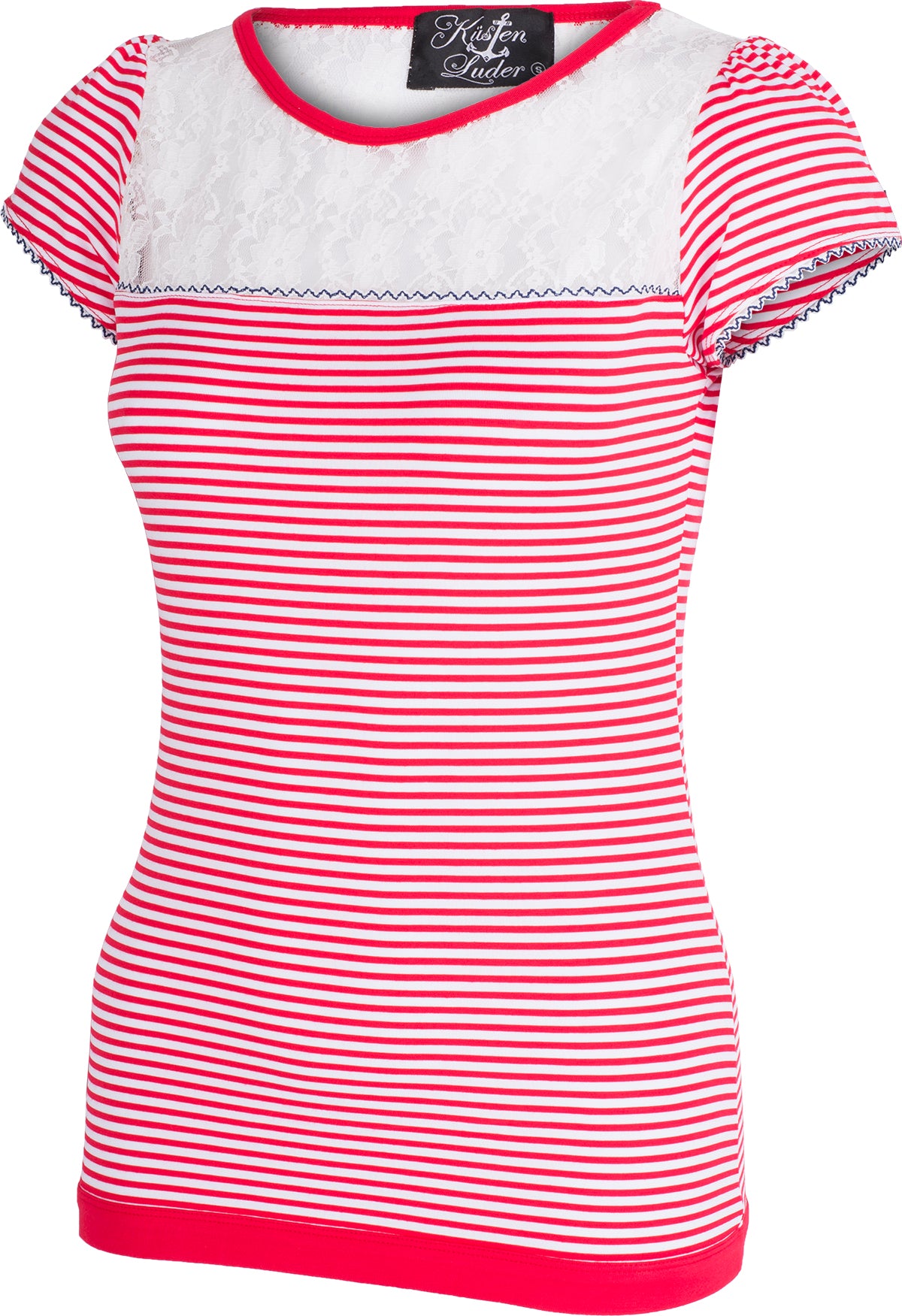Kuestenluder_KATESA_Streifen_Striped_FLORAL_LACE_50s_Kurzarm_SHIRT_Rot-2jvXapiOhjbkiy