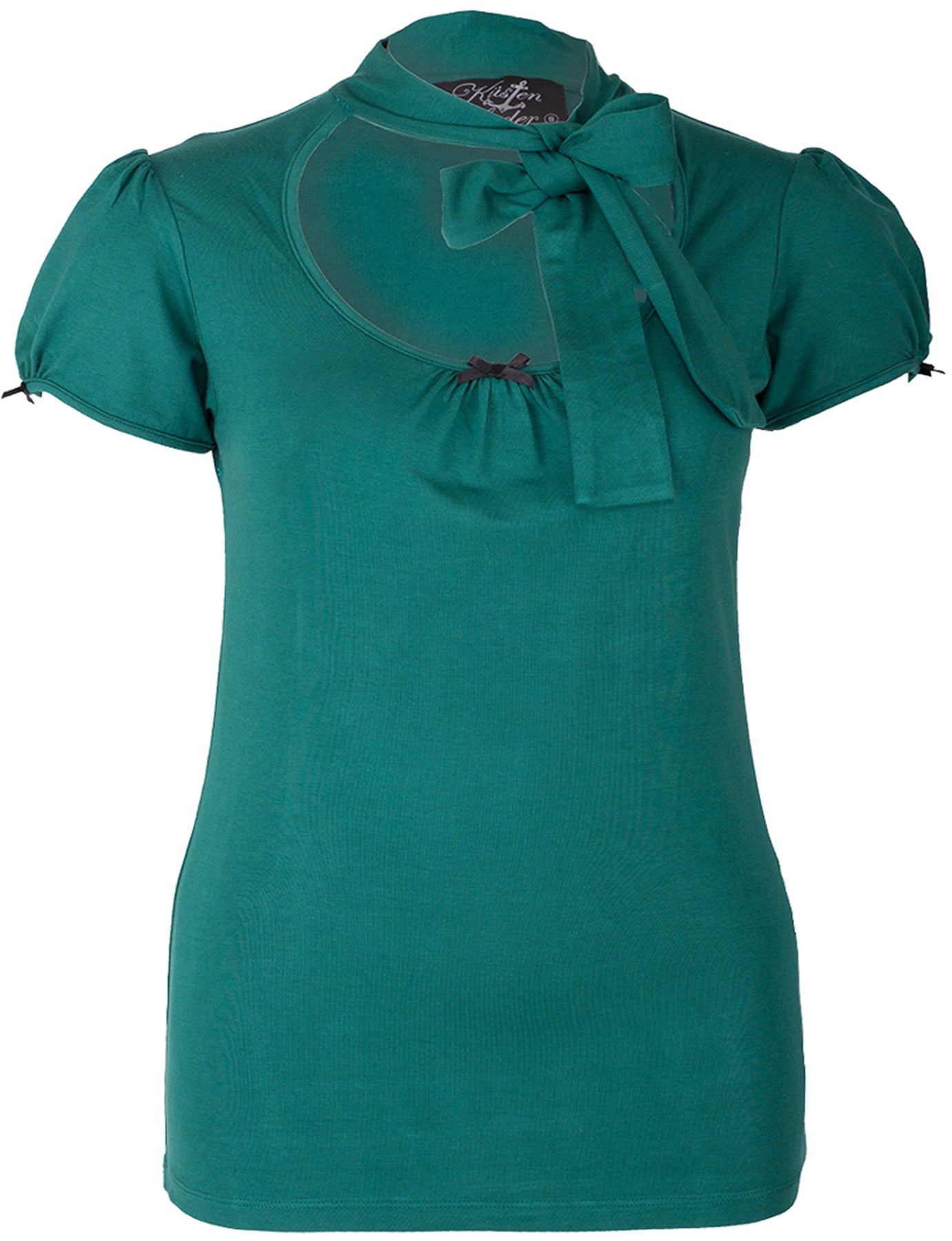 Kuestenluder_KENZIE_VINTAGE_BOW_Schleife_Kurzarm_SCHLUPPENSHIRT_Gruen_killer_kirschetQKbGdUwhYVOP
