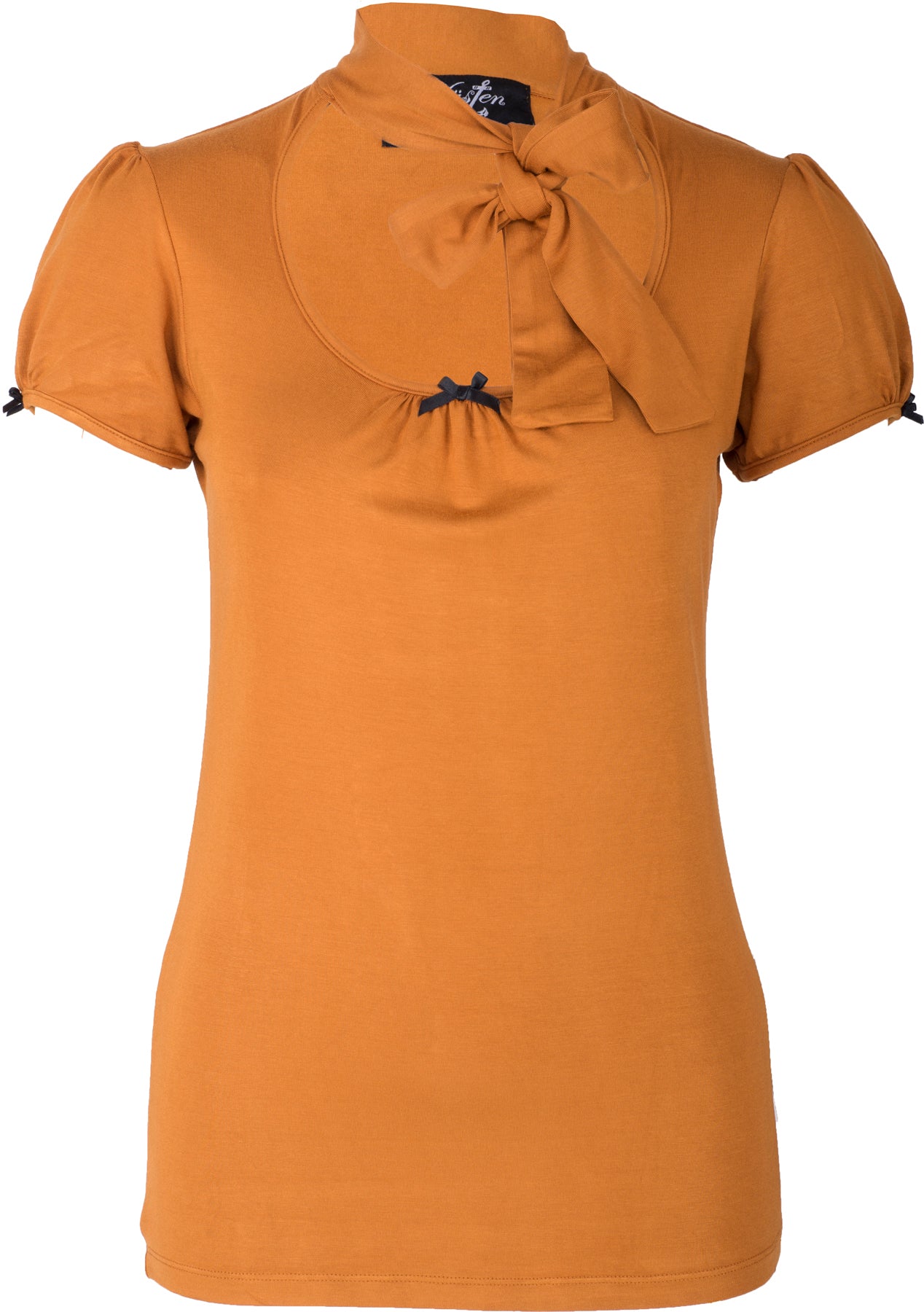 Kuestenluder_KENZIE_Vintage_BOW_Schleife_Kurzarm_SCHLUPPENSHIRT_Gelb_killer_kirsche