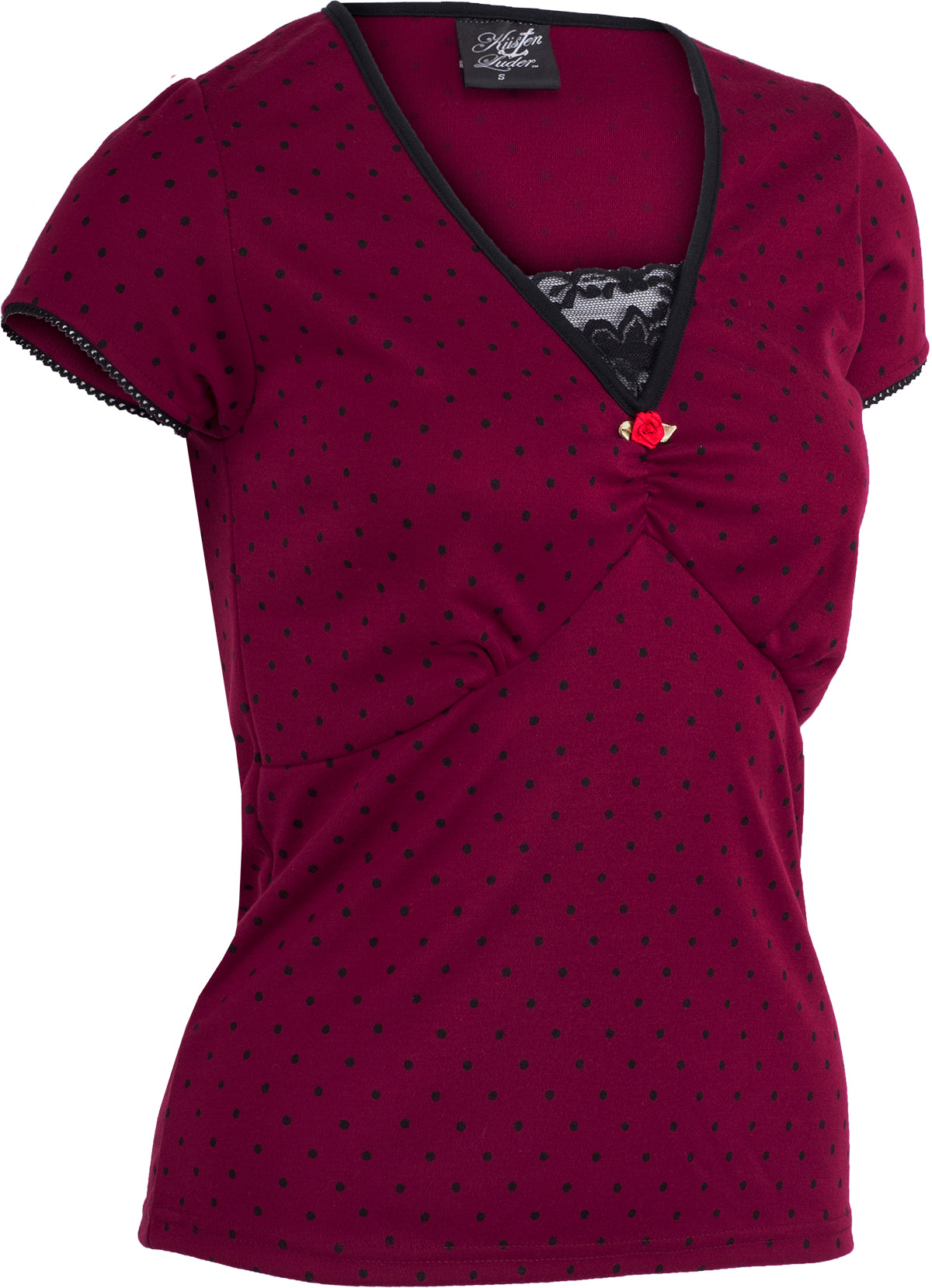 Kuestenluder_LABIEBA_Polka_Dot_PUNKTE_Lace_Kurzarm_SHIRT_Oberteil_Rot-3hMljYOeFNOvKb