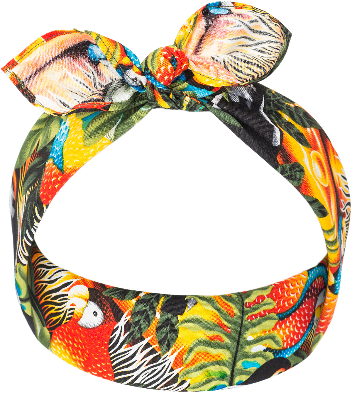Kuestenluder_LAHELA_Tropical_Palm_Leaf_PARROT_Toucan_SUNSET_BANDANA-1