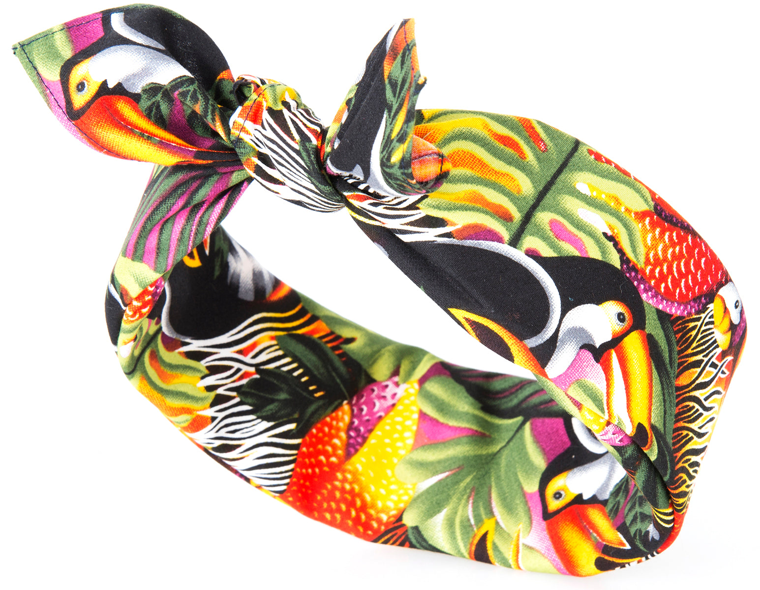 Kuestenluder_LAHELA_Tropical_Palm_Leaf_PARROT_Toucan_SUNSET_BANDANAlila-2