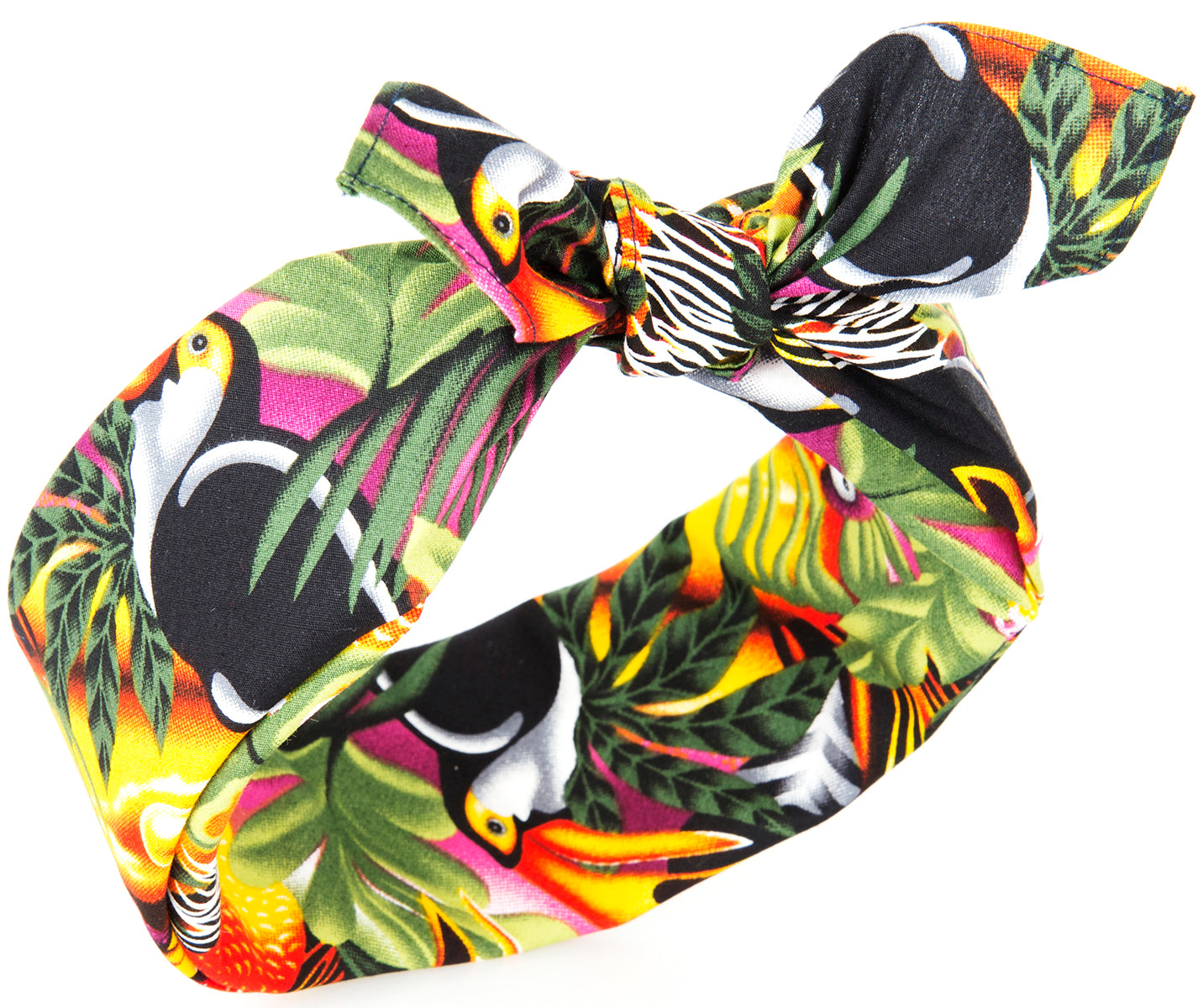 Kuestenluder_LAHELA_Tropical_Palm_Leaf_PARROT_Toucan_SUNSET_BANDANAlila-3