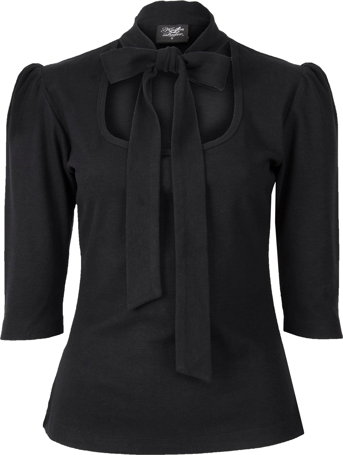 Kuestenluder_LARK_Vintage_SCHLEIFE_3_4_Arm_SHIRT_Schluppenoberteil_killer_kirsche