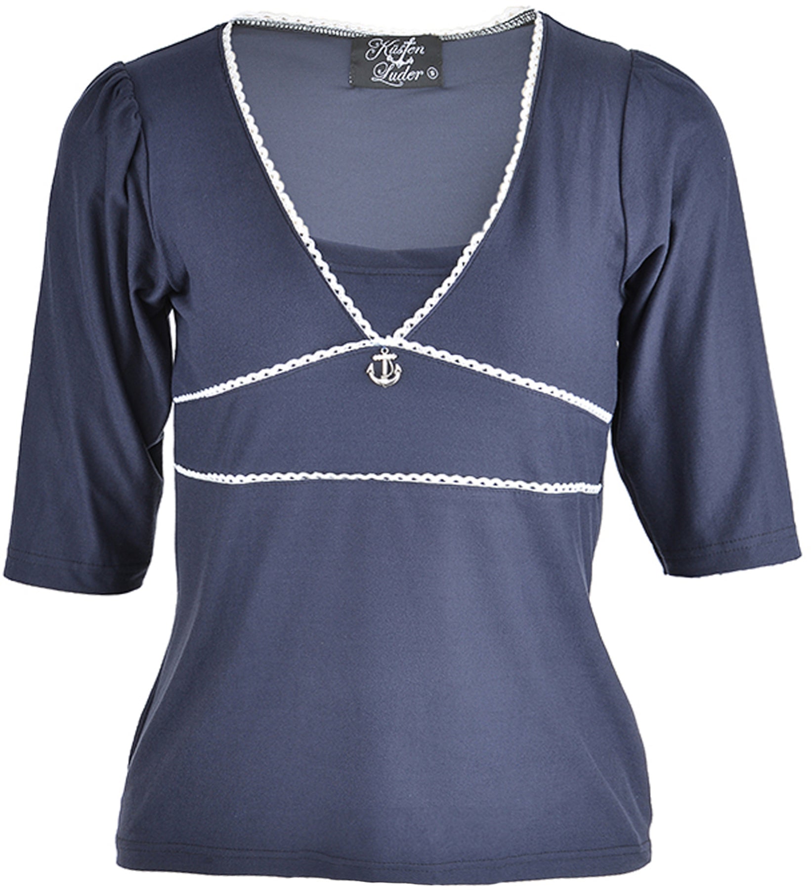 Kuestenluder_LAUREN_Pin_Up_SAILOR_Anchor_V-Neck_SHIRT_-_Blau_killer_kirscheZCYQSqXLaju3l