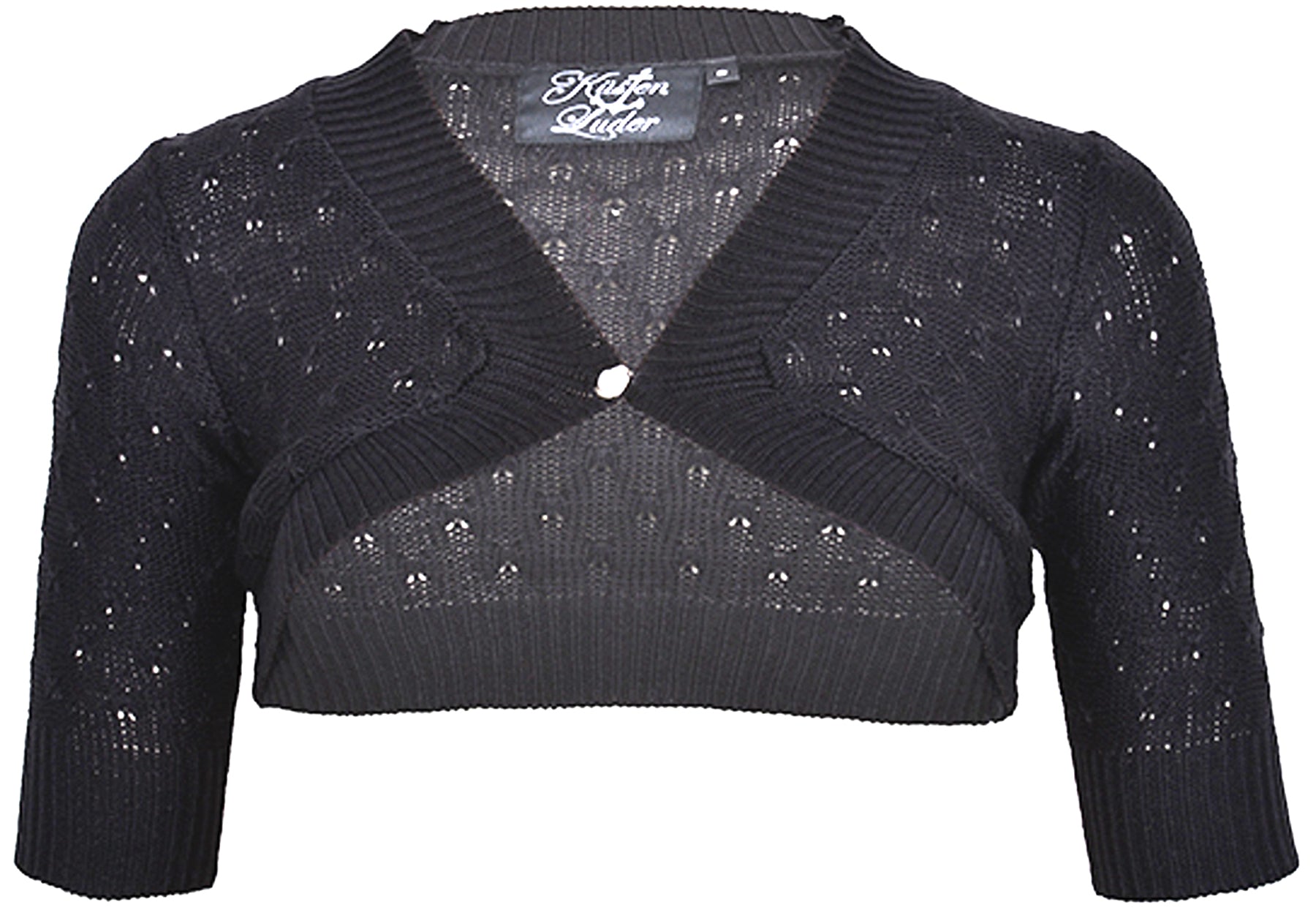 Kuestenluder_LEA_KNIT_SHRUG_Strick_50s_Vintage_KIDS_Kurzarm_Bolero_-_Schwarz_killer_kirsche