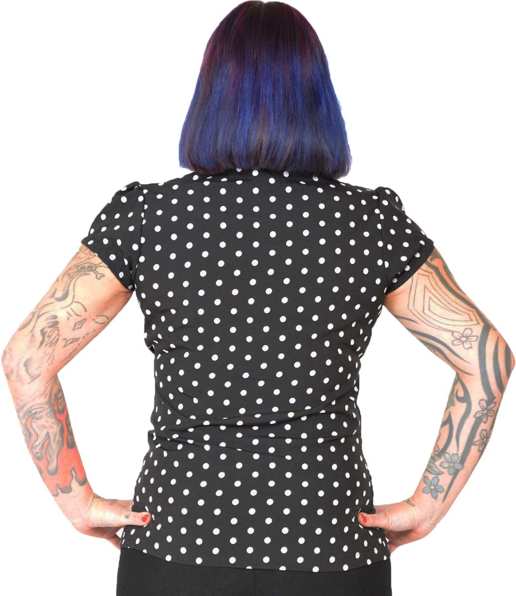 Kuestenluder_LERA_Vintage_PUNKTE_Kurzarm_SCHLUPPENBLUSE_Oberteil_Schwarz-5