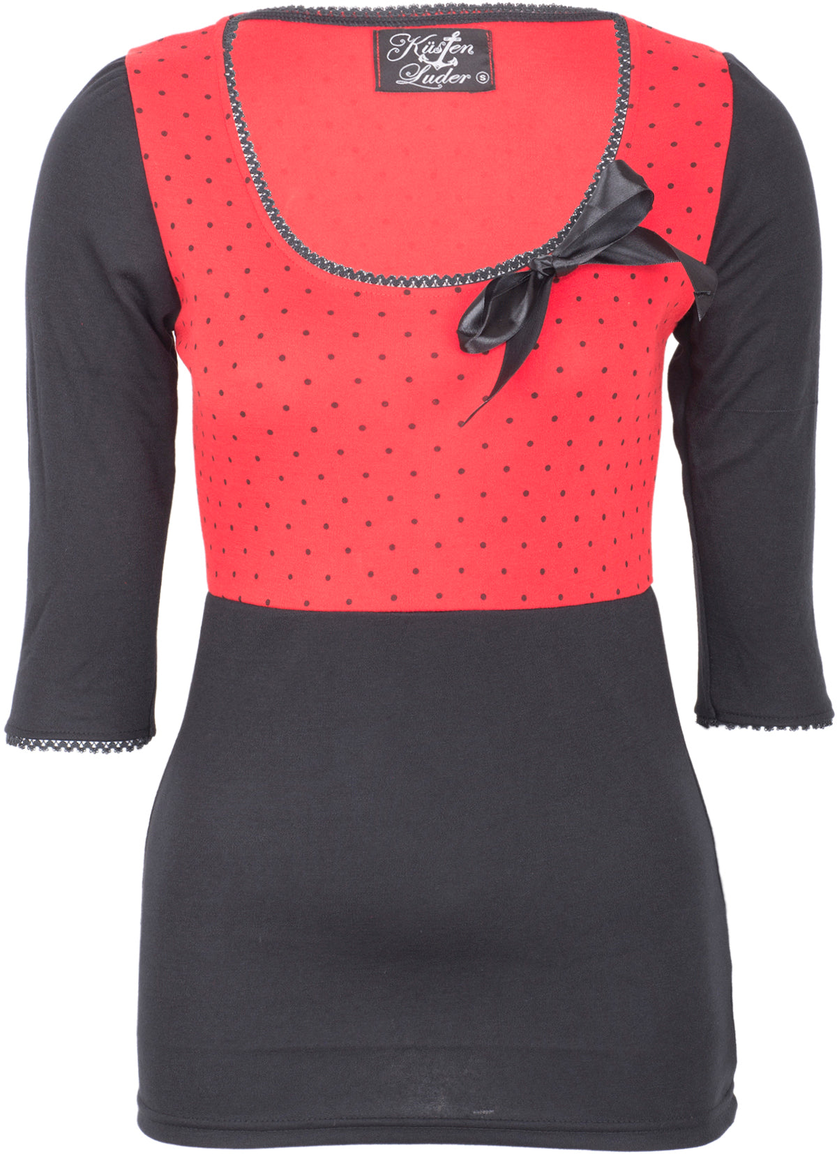 Kuestenluder_LESLIE_Punkte_50s_POLKA_DOTS_Retro_Bow_34_Arm_SHIRT