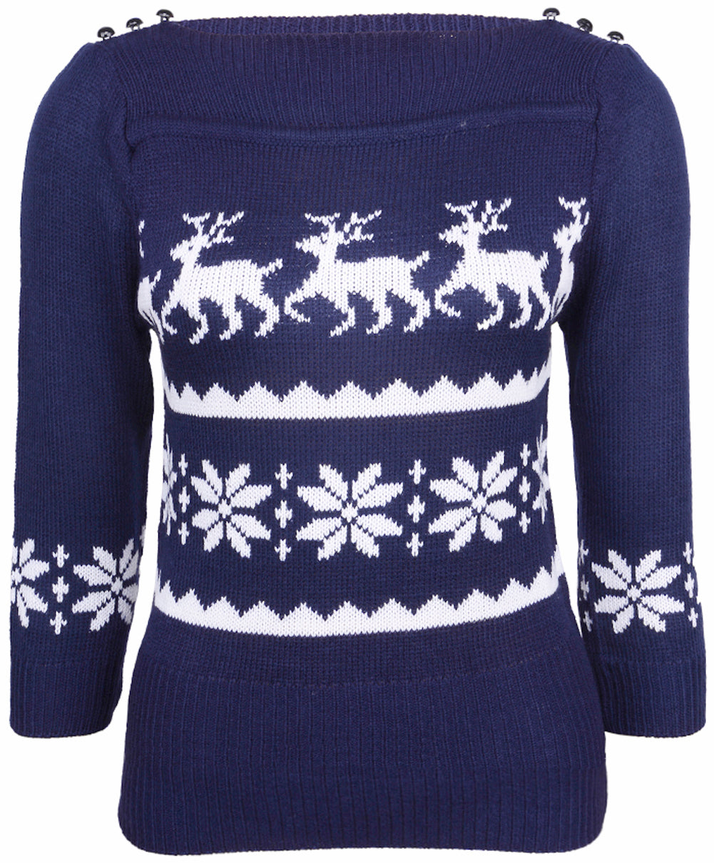 Kuestenluder_LEZLIE_Repro_40s_DEER_Fair_Isle_Pullover_PULLI_-_Blau