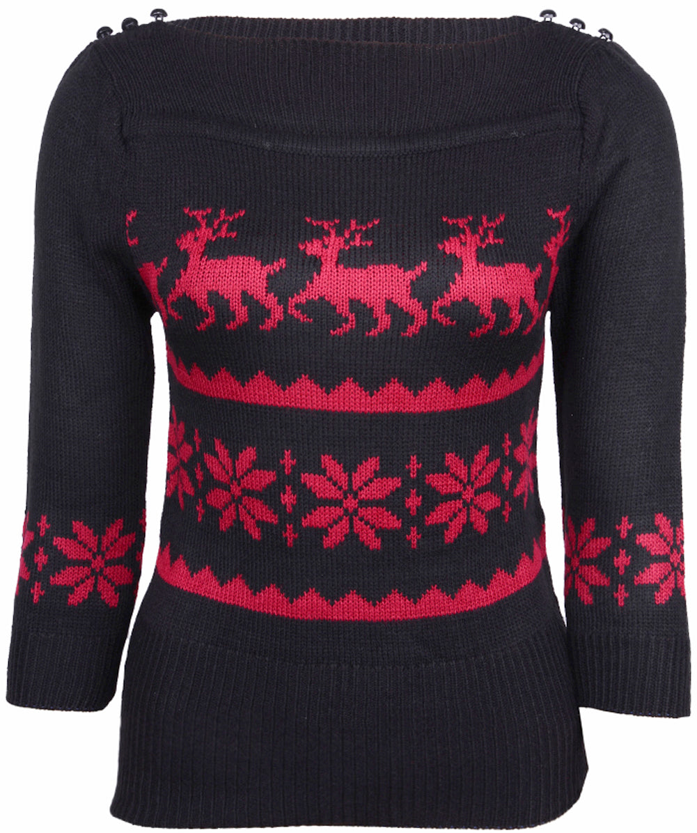 Kuestenluder_LEZLIE_Repro_40s_DEER_Fair_Isle_Pullover_PULLI_-_Schwarz