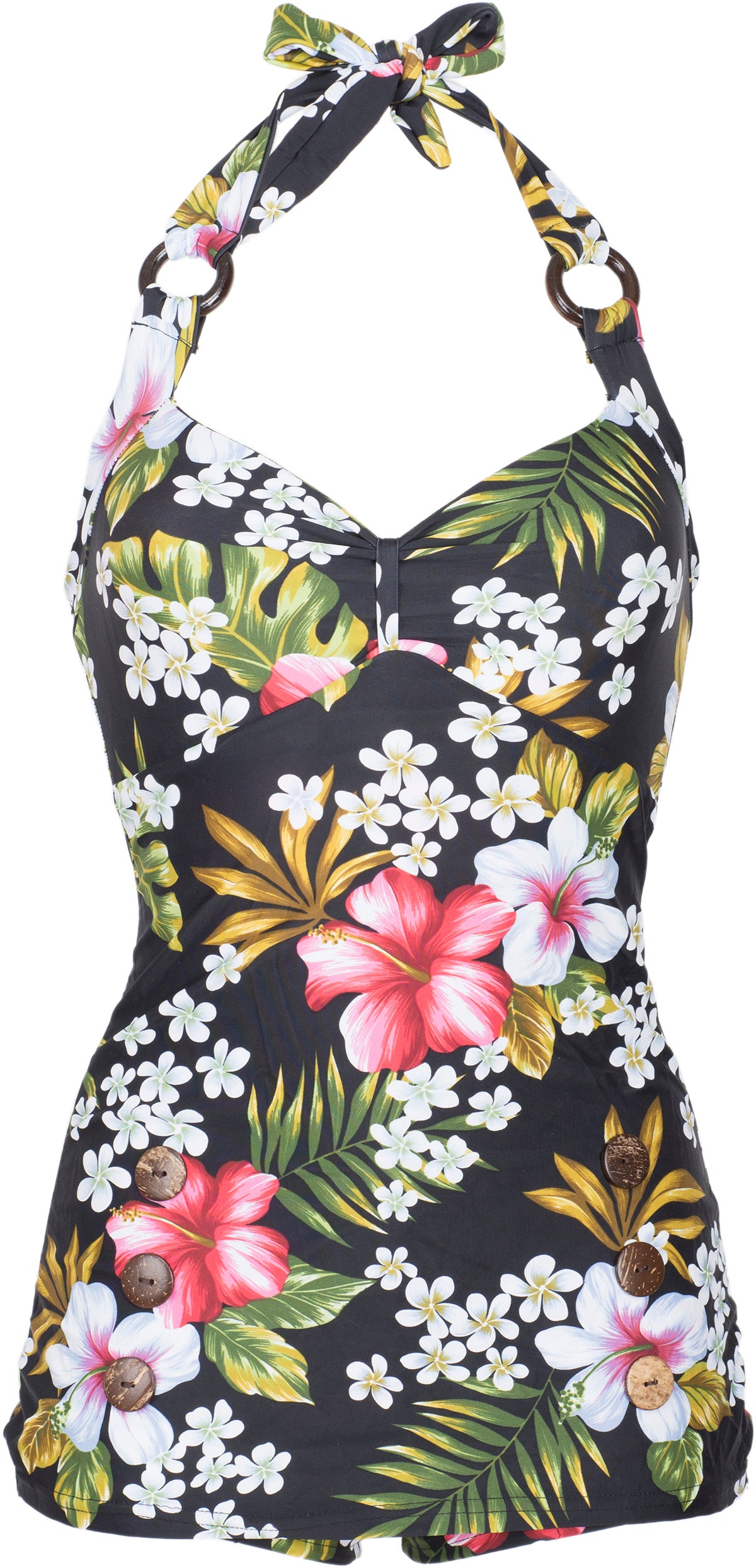 Kuestenluder_LILLA_Vintage_Tiki_Hibiskus_HAWAII_50s_BADEANZUG_Swimsuit