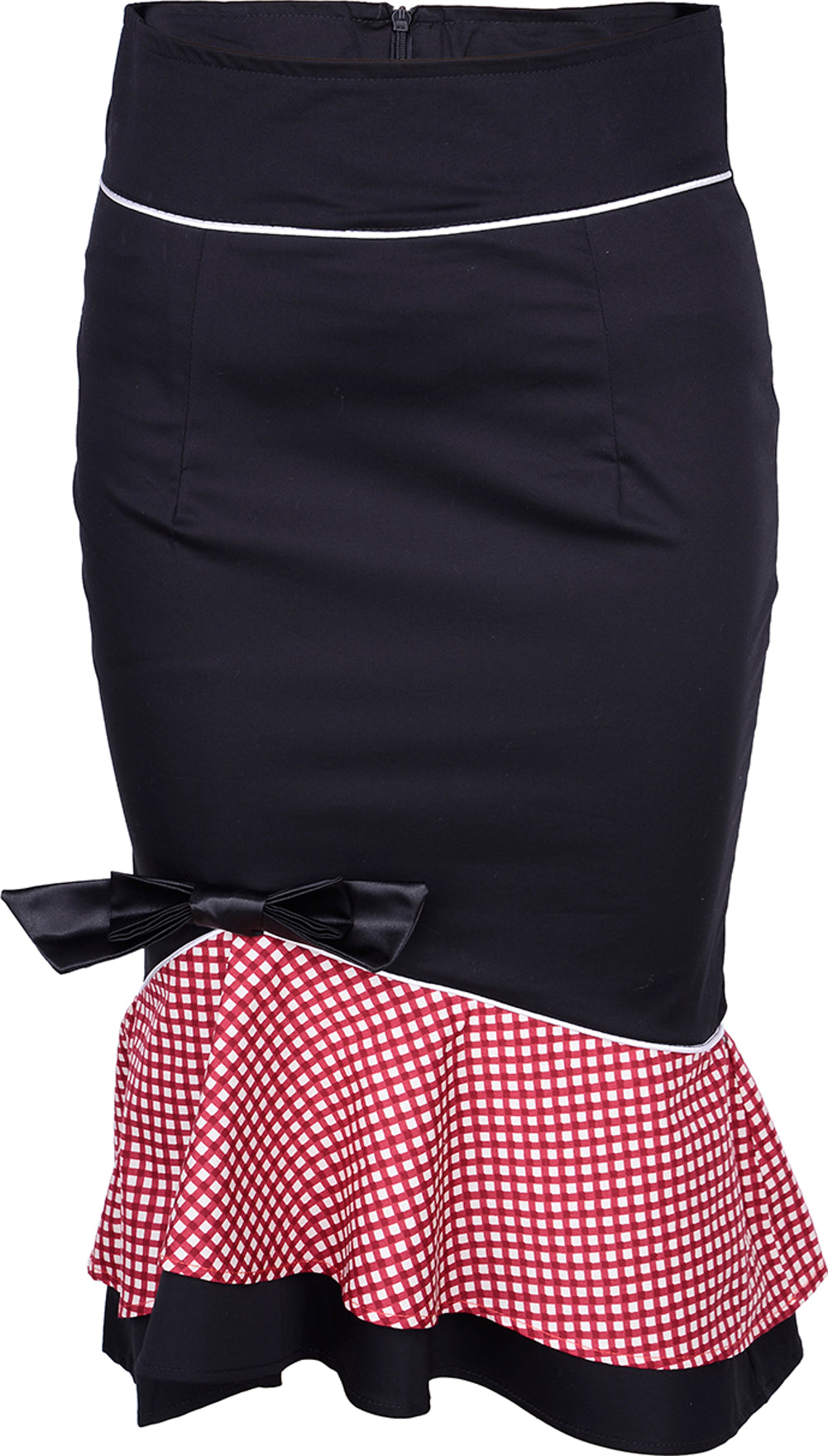 Kuestenluder_LILLIAN_Pin_Up_GINGHAM_Flamenco_Rock-schwarz_rot