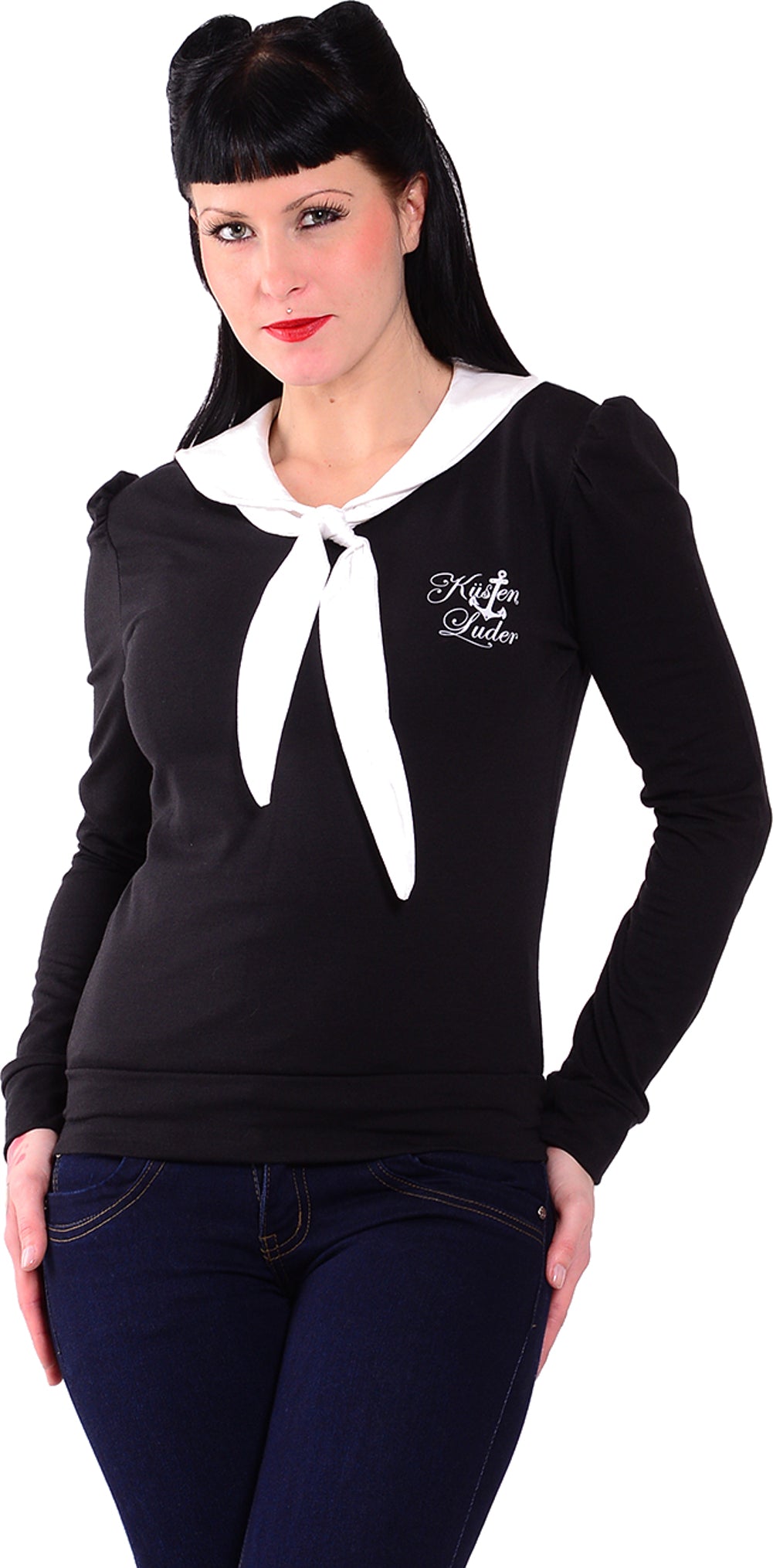 Kuestenluder_LOGO_Sailor_Collar_Knot_Langarm_SHIRT_-_SchwVXztlxnfILOOe