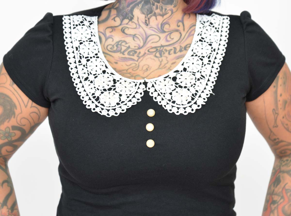 Kuestenluder_LOTTY_Vintage_CROCHET_Bubikragen_Kurzarm_SHIRT_Schwarz-5